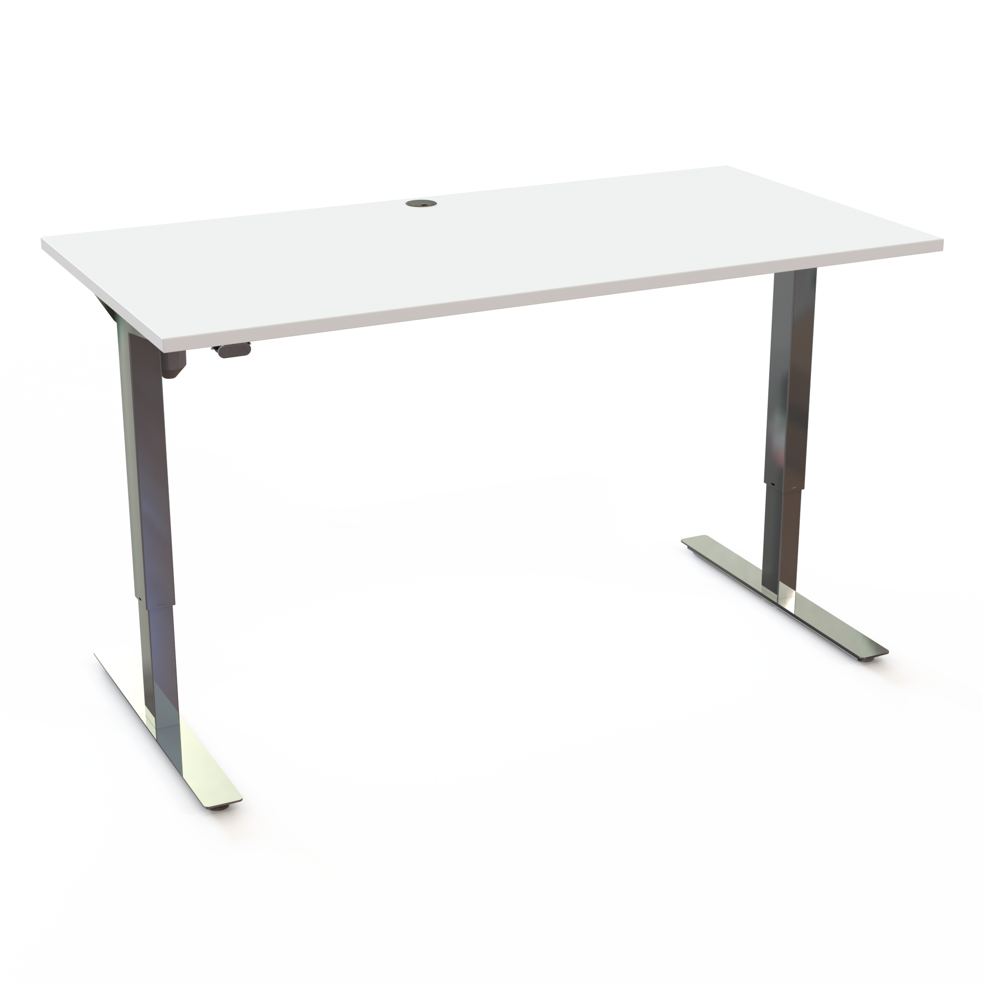Electric Adjustable Desk | 160x80 cm | White with chrome frame