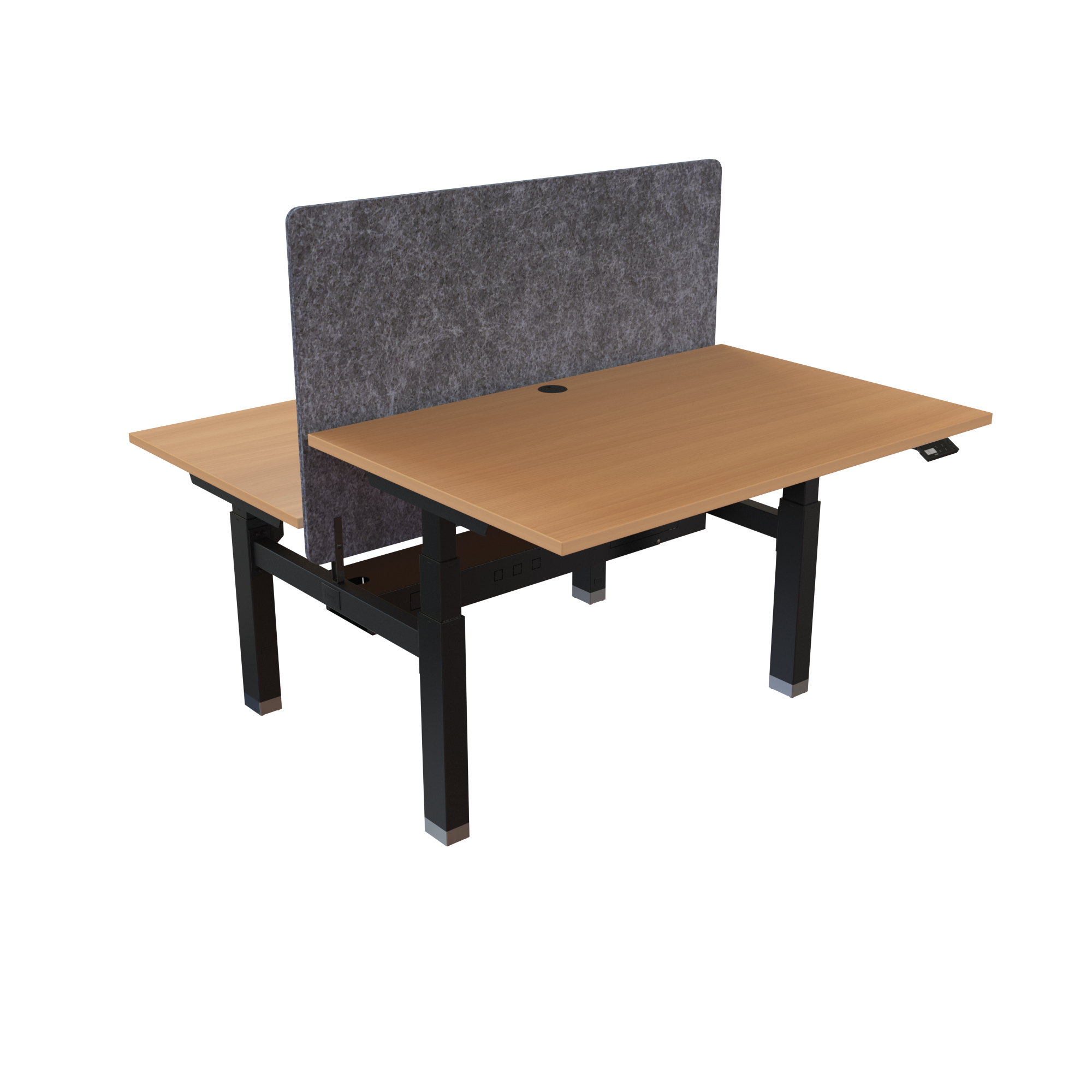 Ergonomic frame desk (120x80 cm) with a beech melamine tabletop and memory controller on a black 481-35 desk frame