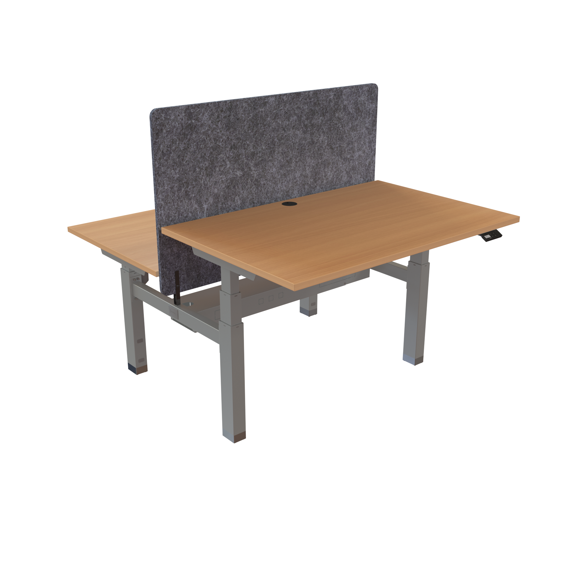 Ergonomic frame desk (120x80 cm) with a beech melamine tabletop and memory controller on a silver 481-35 desk frame