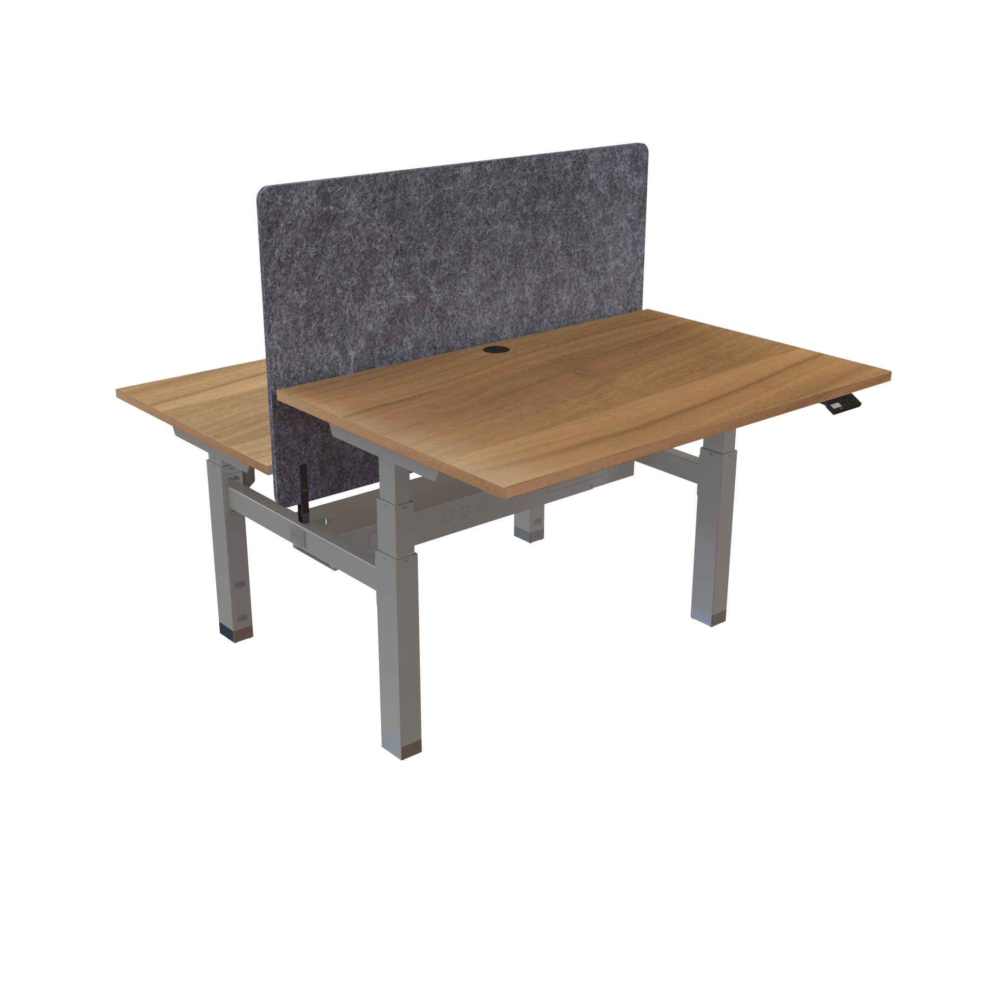 Ergonomic frame desk (120x80 cm) with a walnut melamine tabletop and memory controller on a silver 481-35 desk frame