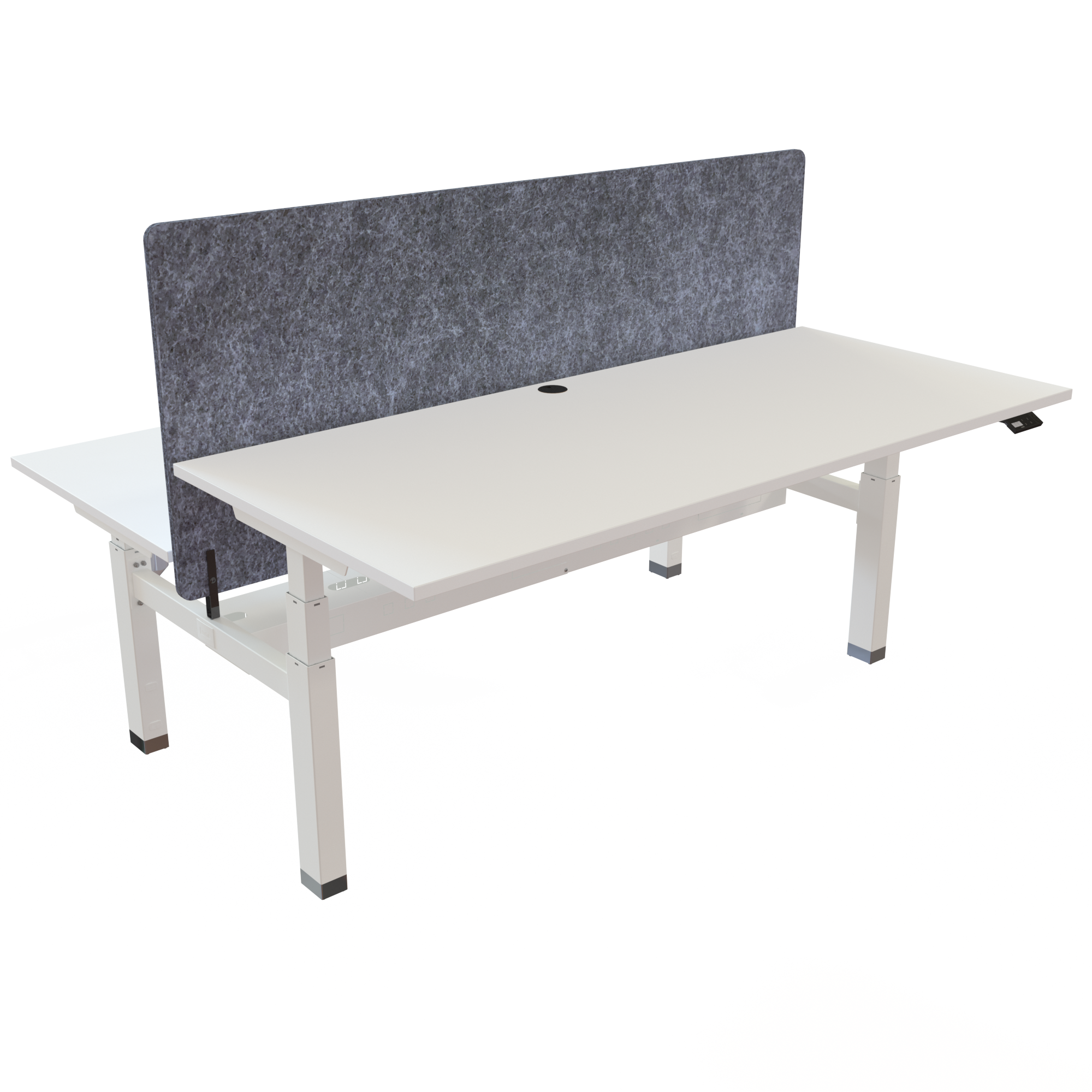 Ergonomic frame desk (180x80 cm) with a white melamine tabletop and memory controller on a white 481-35 desk frame