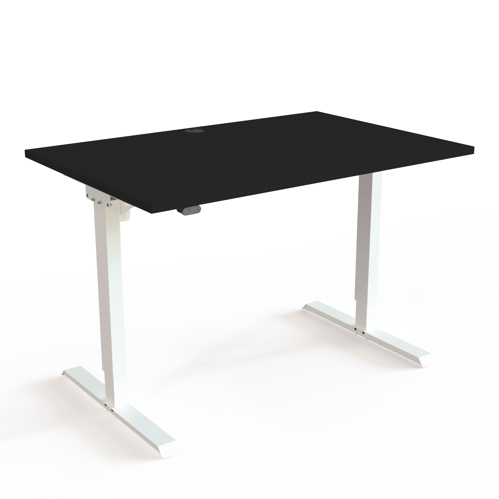 The electric desk is super stable, despite its minimalistic and light design, with a black tabletop and white base. The size is 120x80. The height is 68-119cm and the table lifts 60kg.