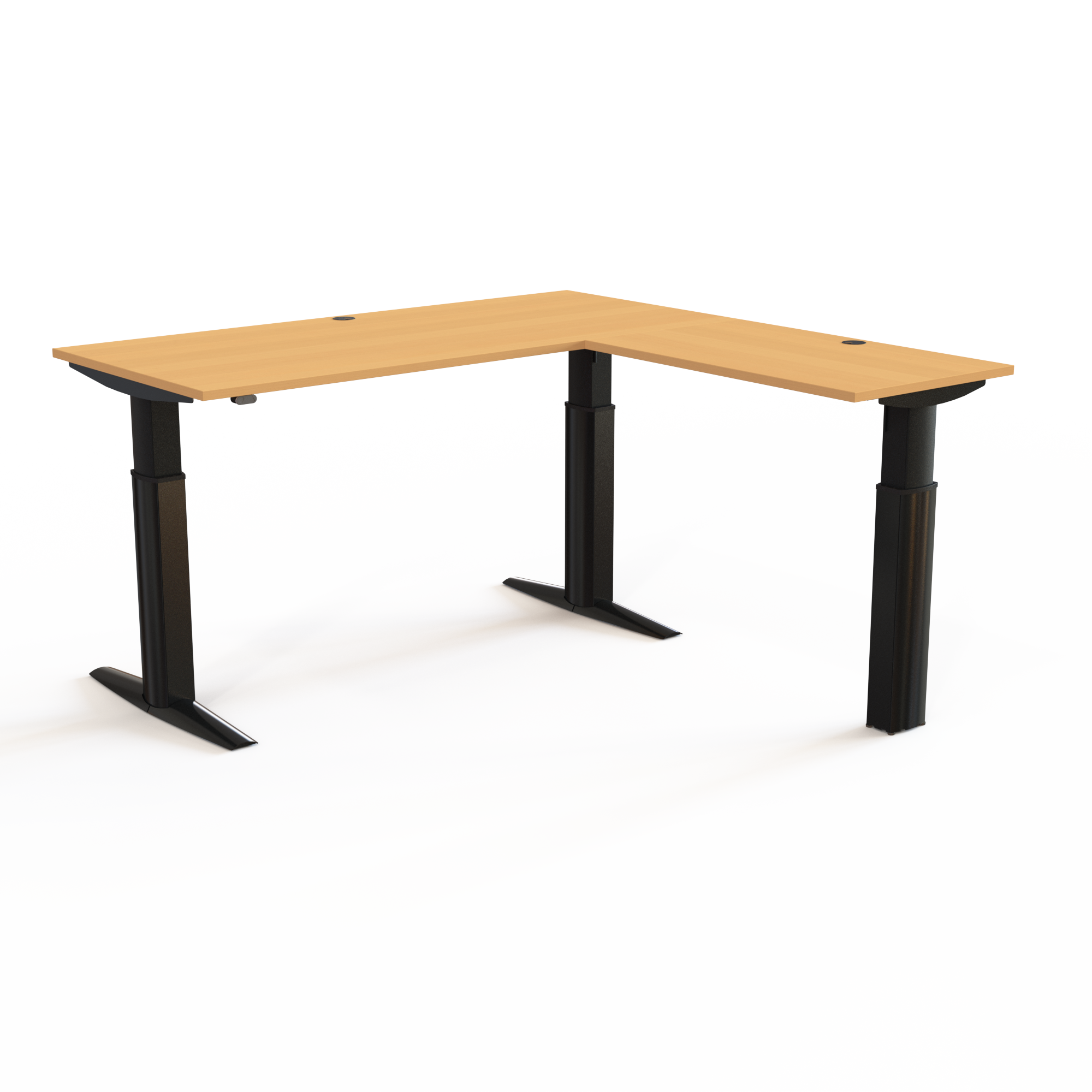 Electric Adjustable Desk | 180x180 cm | Beech with black frame