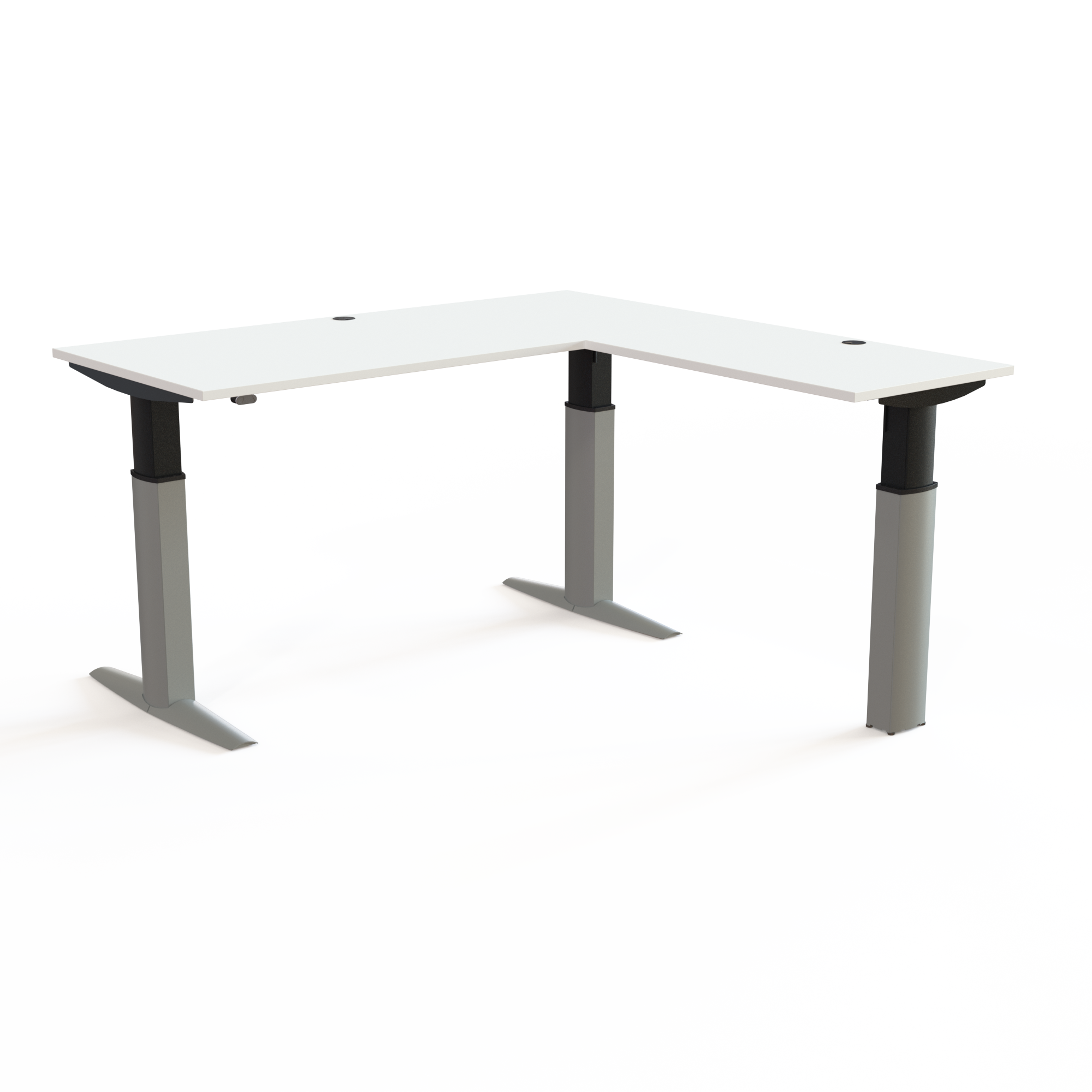 Electric Adjustable Desk | 180x180 cm | White with silver frame