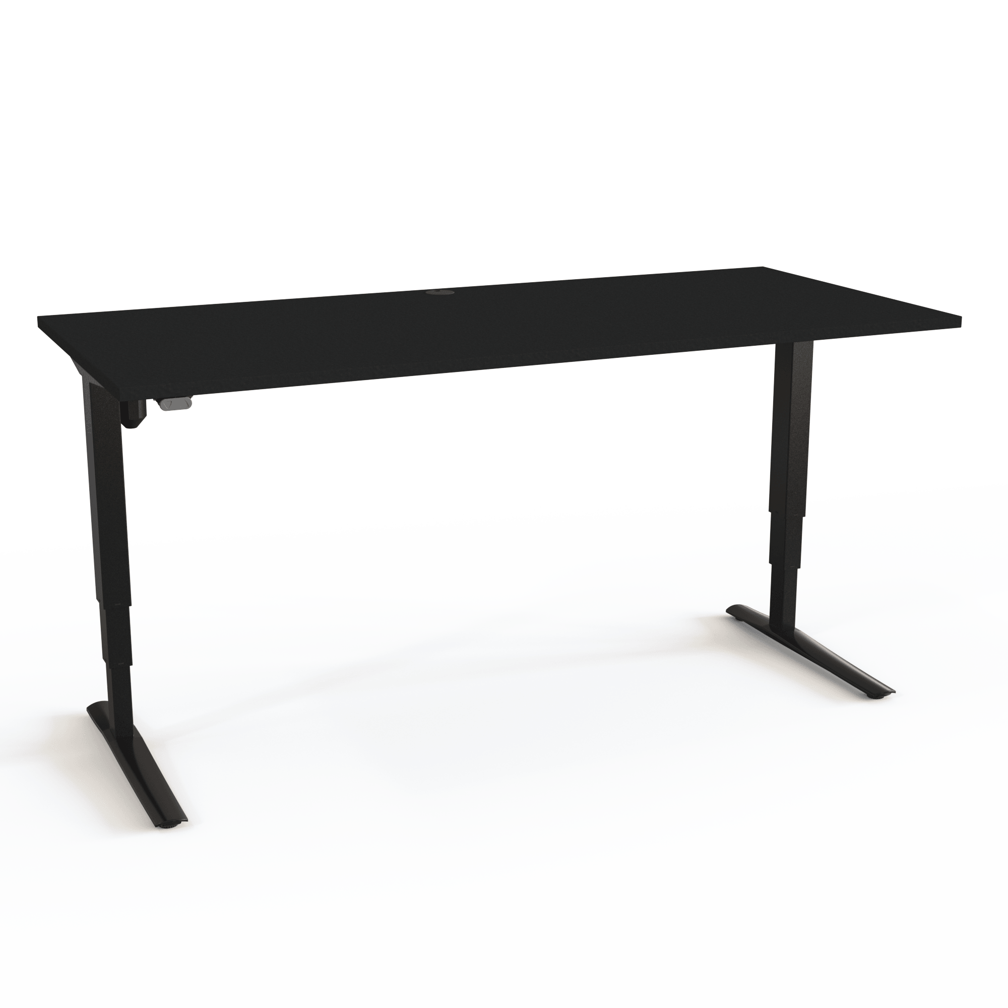 This electronically adjustable table delivers great lifting capacity, with a black tabletop and black base. The size is 180x80. The height is 62-130cm and the table lifts 100kg.