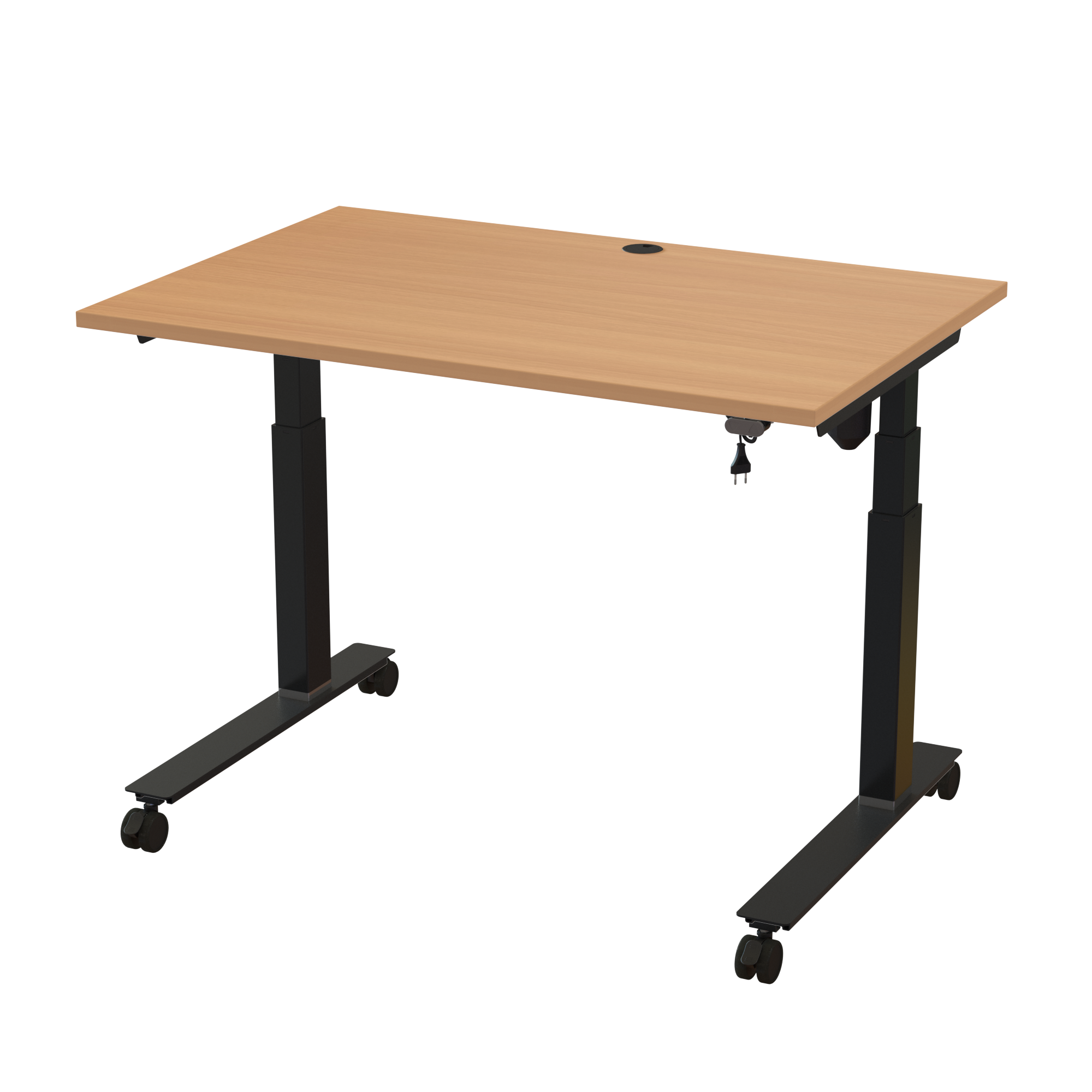 Ergonomic frame desk (120x80 cm) with a beech melamine tabletop on a black 501-35 desk frame