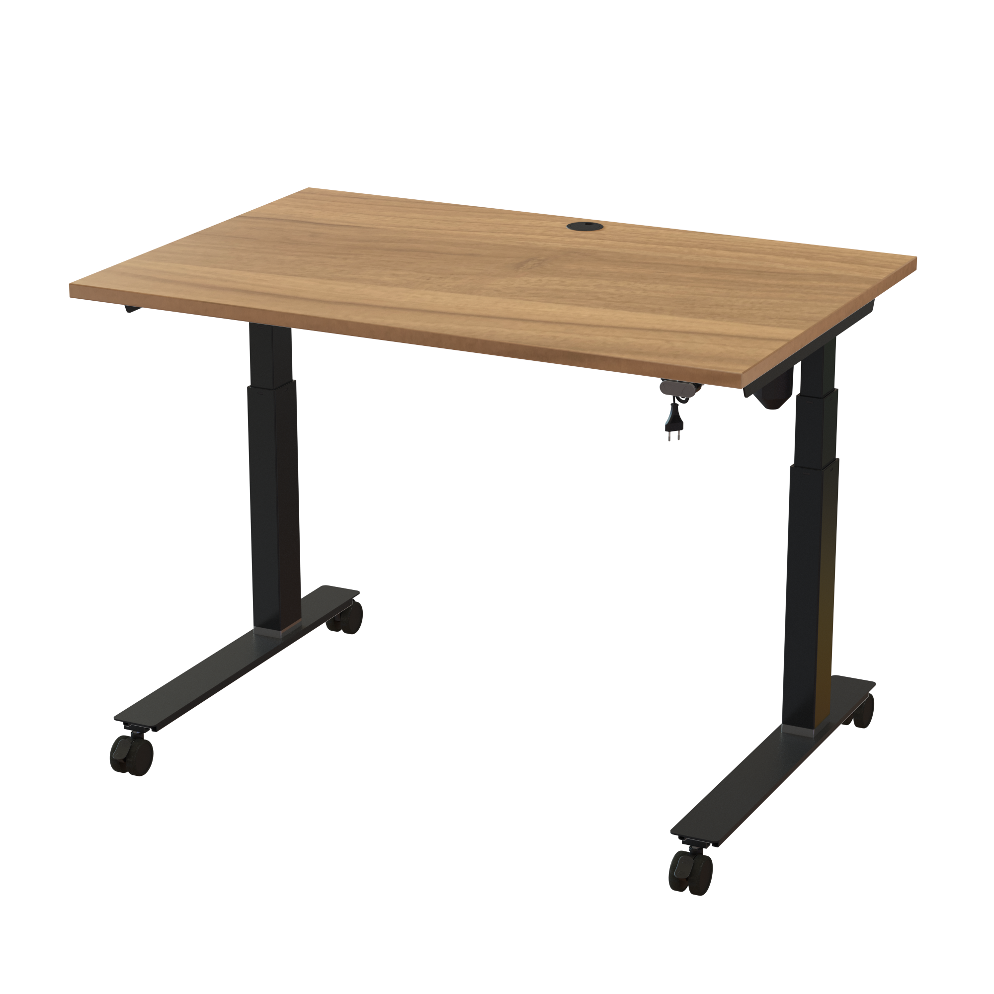 Ergonomic frame desk (120x80 cm) with a walnut melamine tabletop on a black 501-35 desk frame