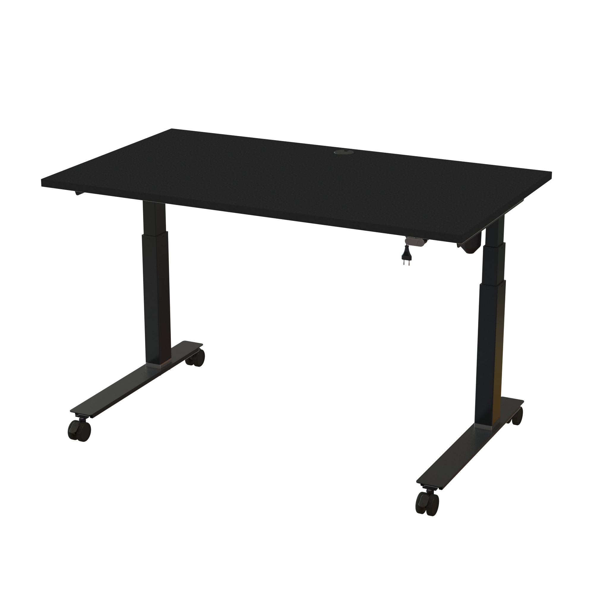 Ergonomic frame desk (140x80 cm) with a black melamine tabletop on a black 501-35 desk frame