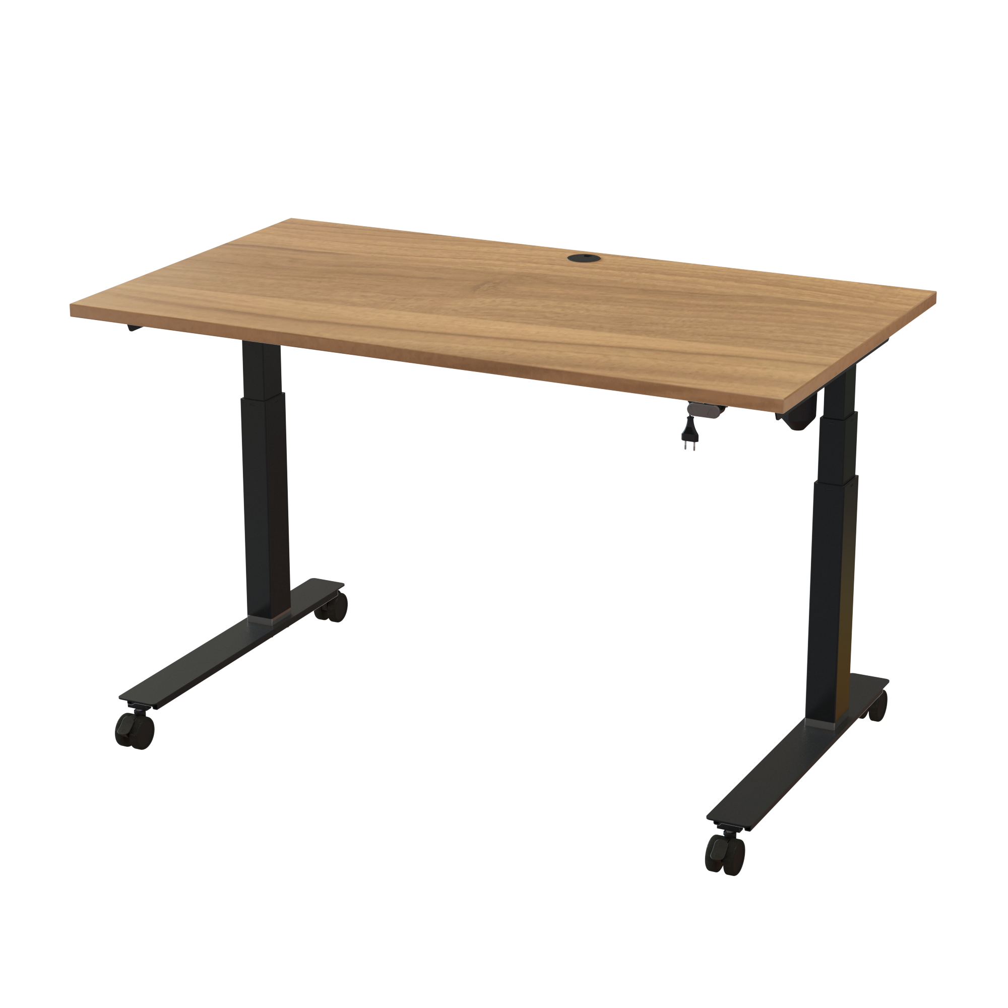 Ergonomic frame desk (140x80 cm) with a walnut melamine tabletop on a black 501-35 desk frame