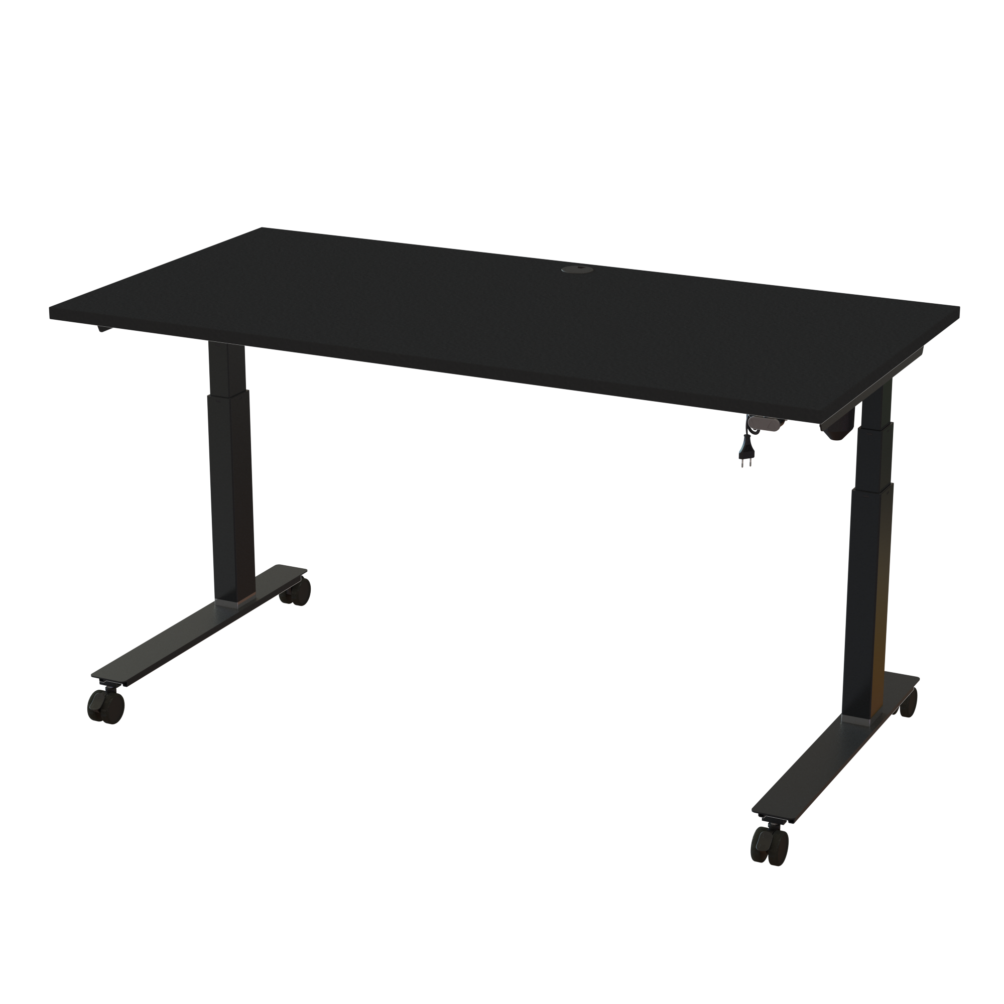 Ergonomic frame desk (160x80 cm) with a black melamine tabletop on a black 501-35 desk frame