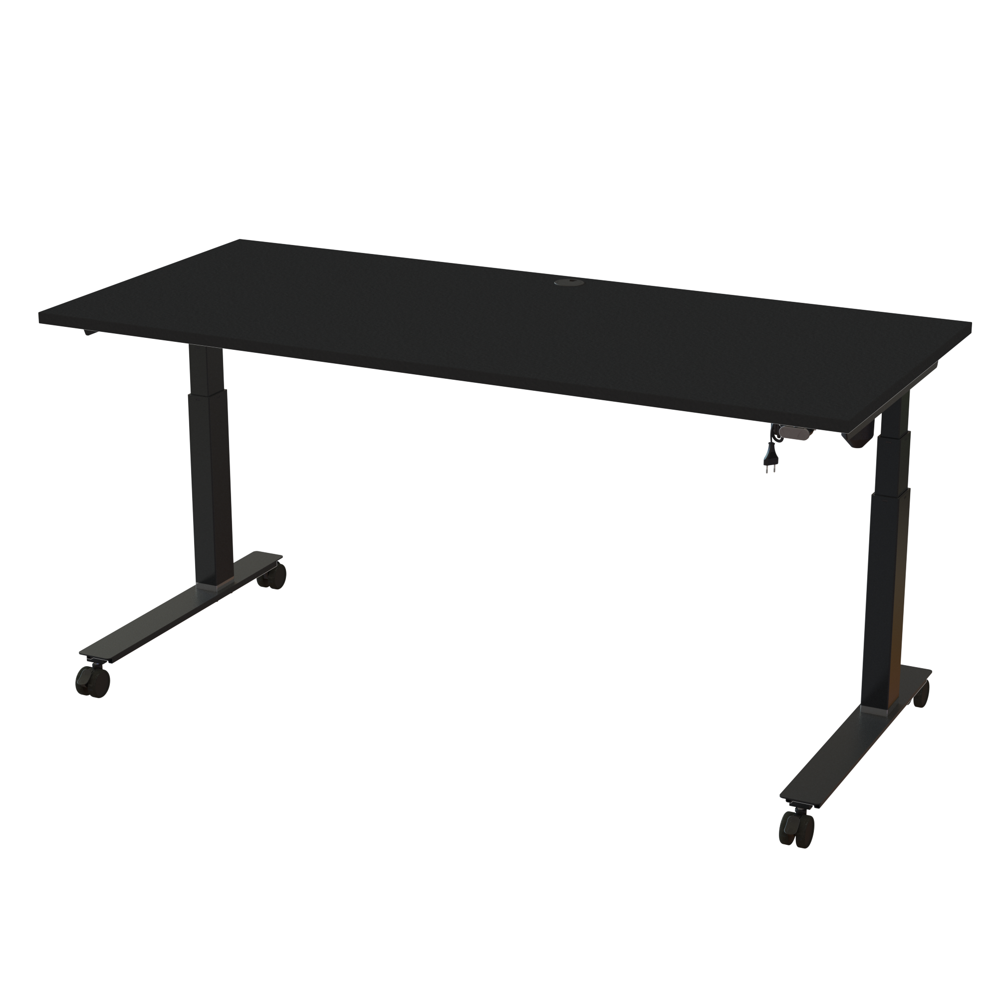 Ergonomic frame desk (180x80 cm) with a black melamine tabletop on a black 501-35 desk frame