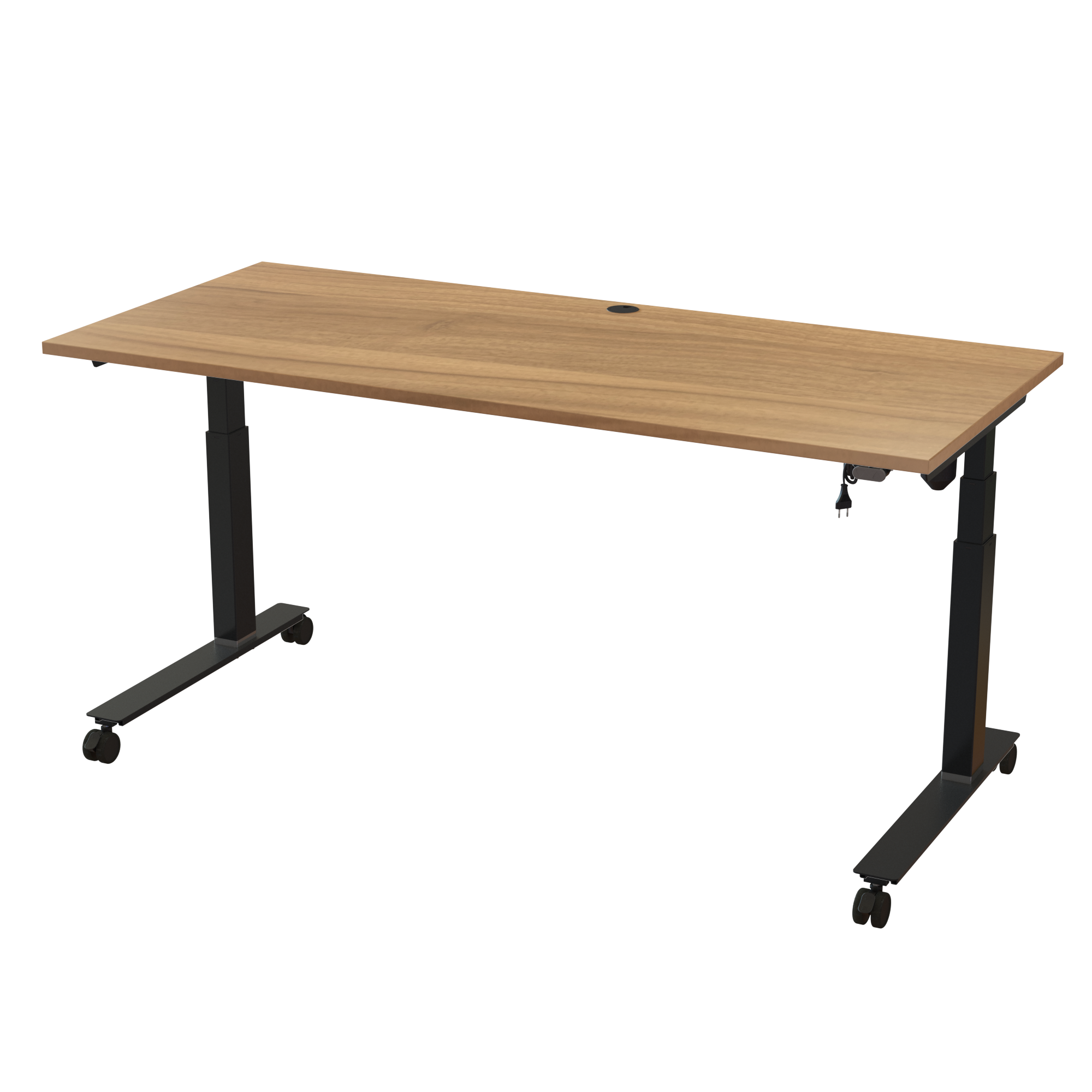 Ergonomic frame desk (180x80 cm) with a walnut melamine tabletop on a black 501-35 desk frame