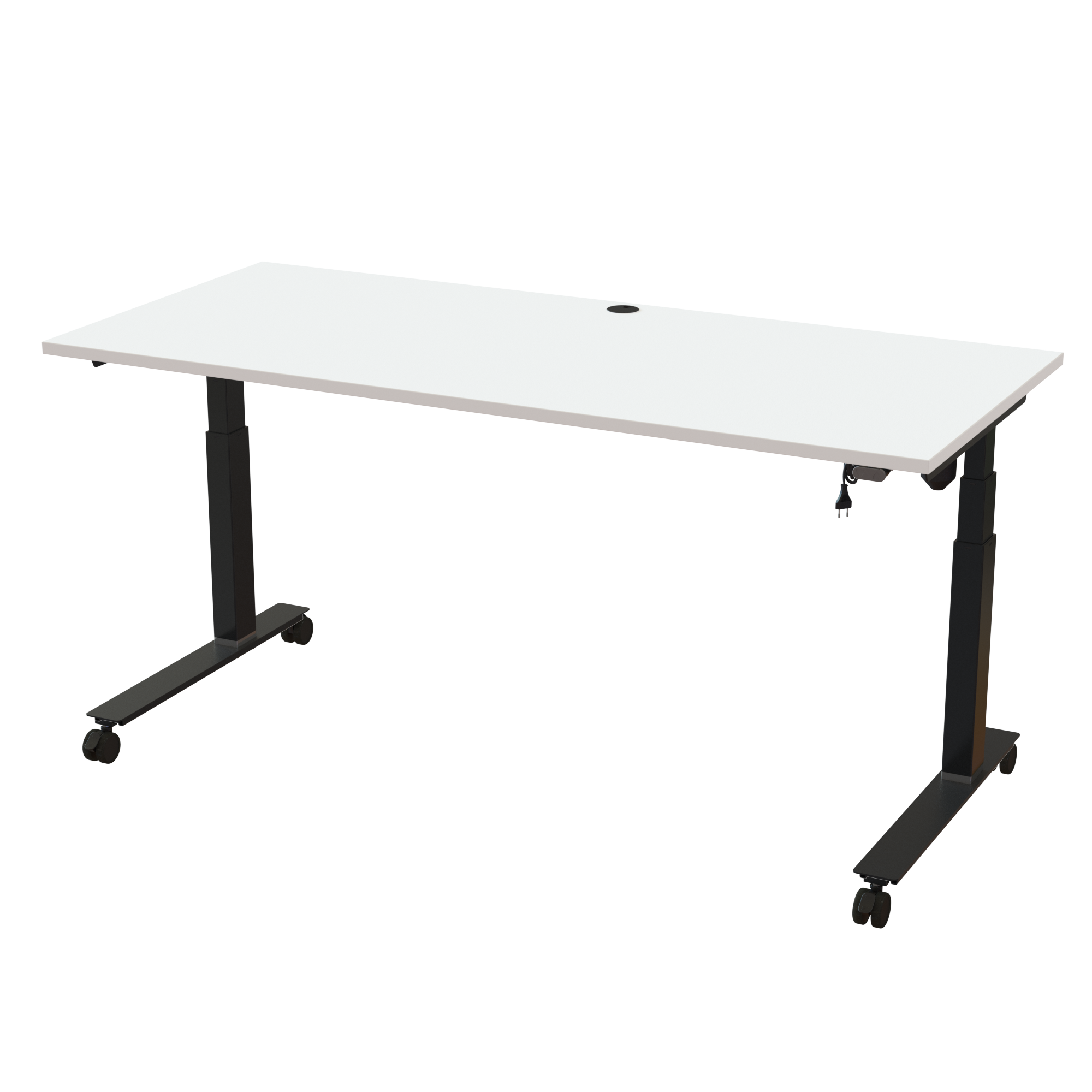 Ergonomic frame desk (180x80 cm) with a white melamine tabletop on a black 501-35 desk frame
