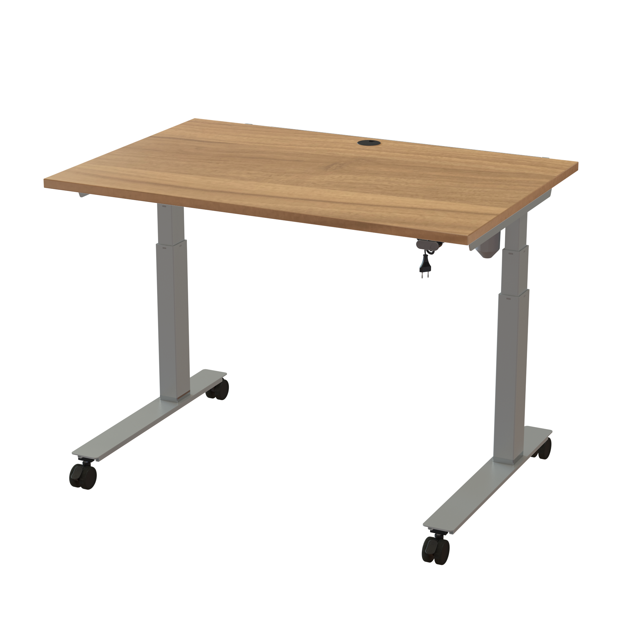 Ergonomic frame desk (120x80 cm) with a walnut melamine tabletop on a silver 501-35 desk frame