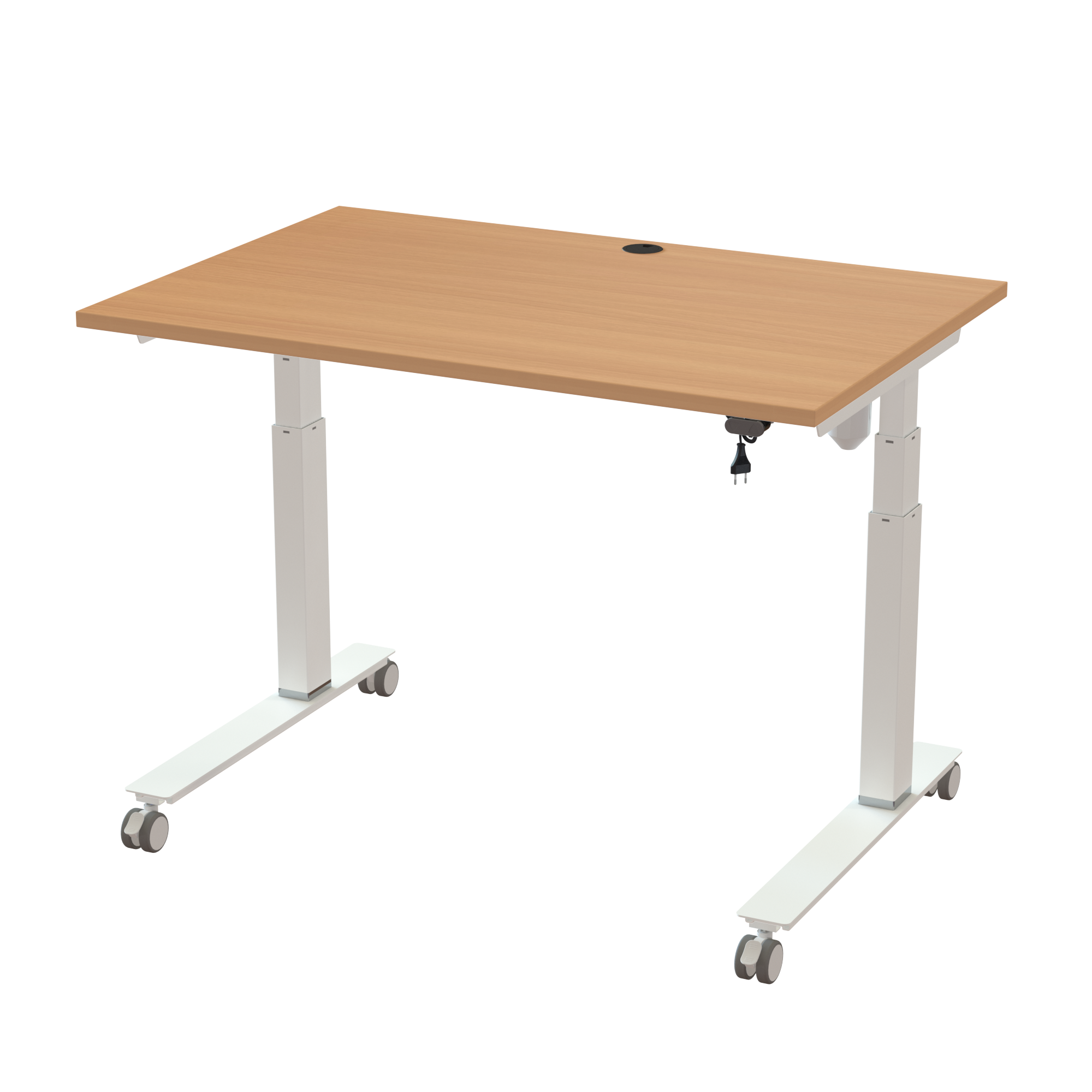 Ergonomic frame desk (120x80 cm) with a beech melamine tabletop on a white 501-35 desk frame