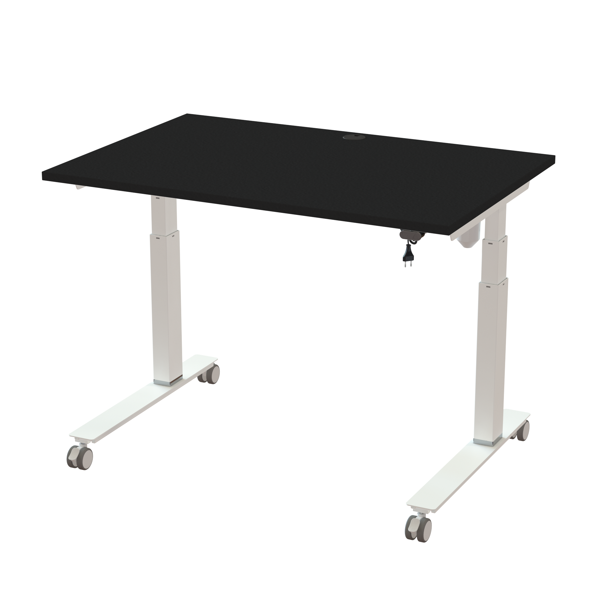 Ergonomic frame desk (120x80 cm) with a black melamine tabletop on a white 501-35 desk frame