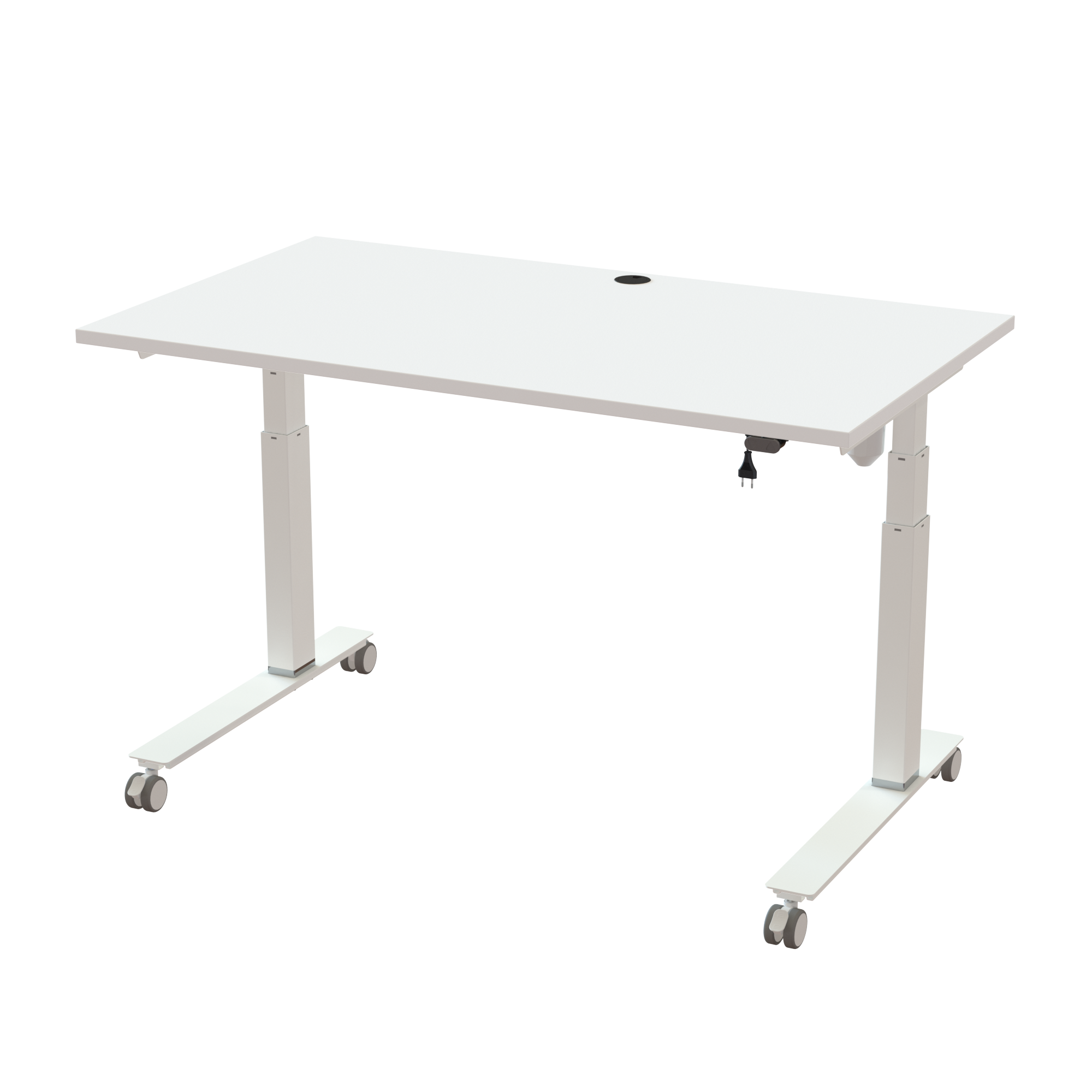 Ergonomic frame desk (140x80 cm) with a white melamine tabletop on a white 501-35 desk frame
