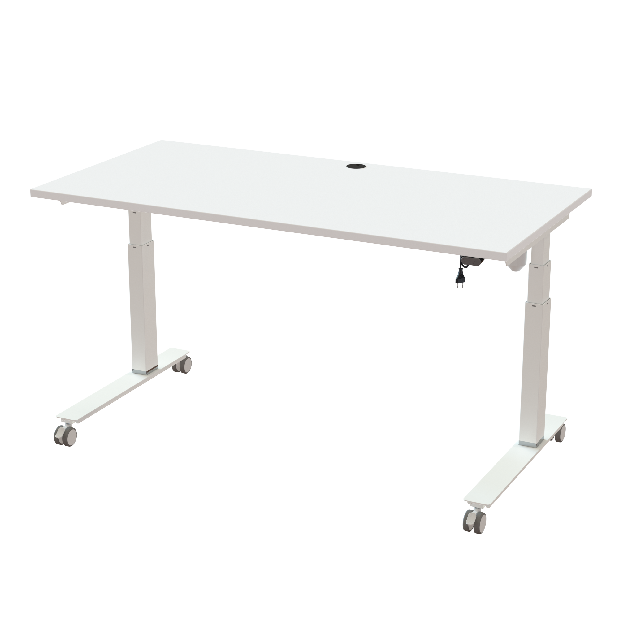 Ergonomic frame desk (160x80 cm) with a white melamine tabletop on a white 501-35 desk frame