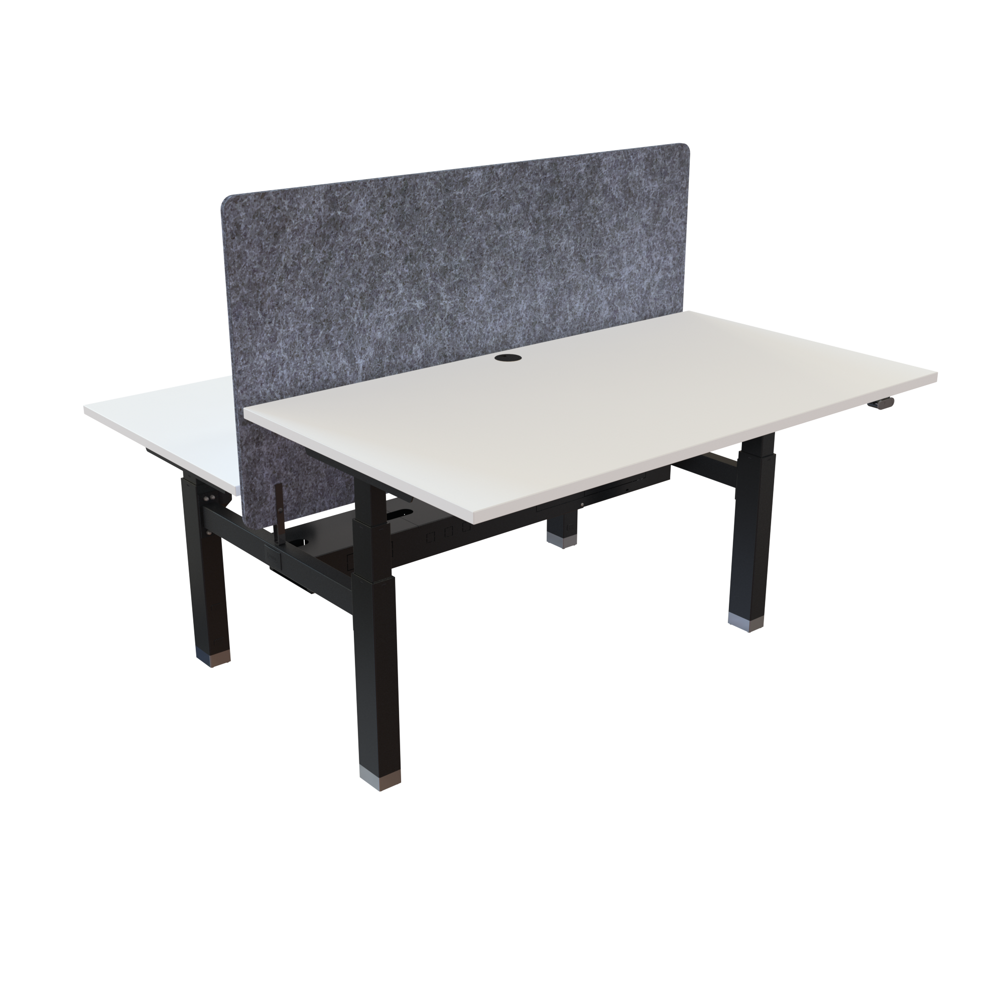 Ergonomic frame desk (140x80 cm) with a white melamine tabletop on a black 581-35 desk frame