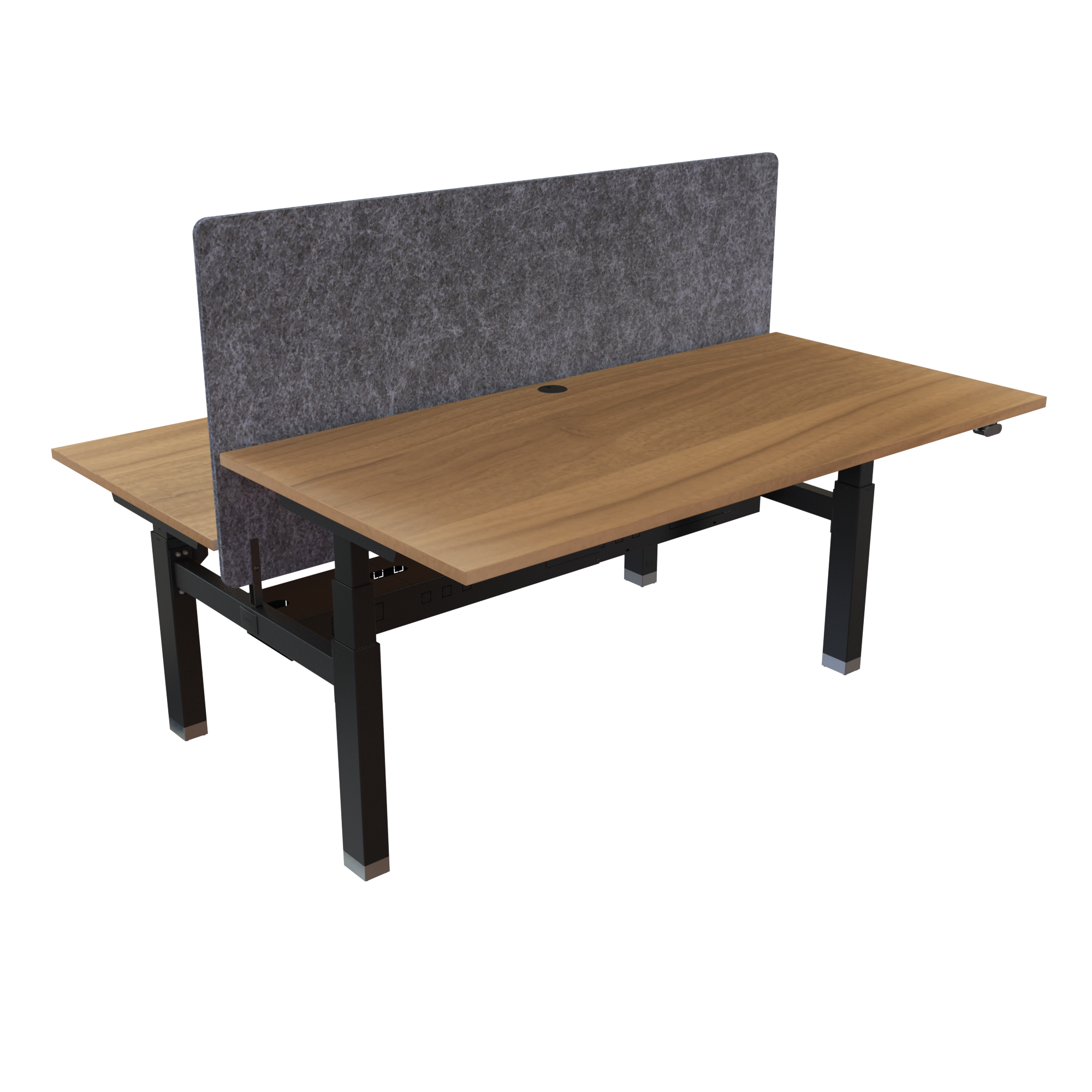 Ergonomic frame desk (160x80 cm) with a walnut melamine tabletop on a black 581-35 desk frame