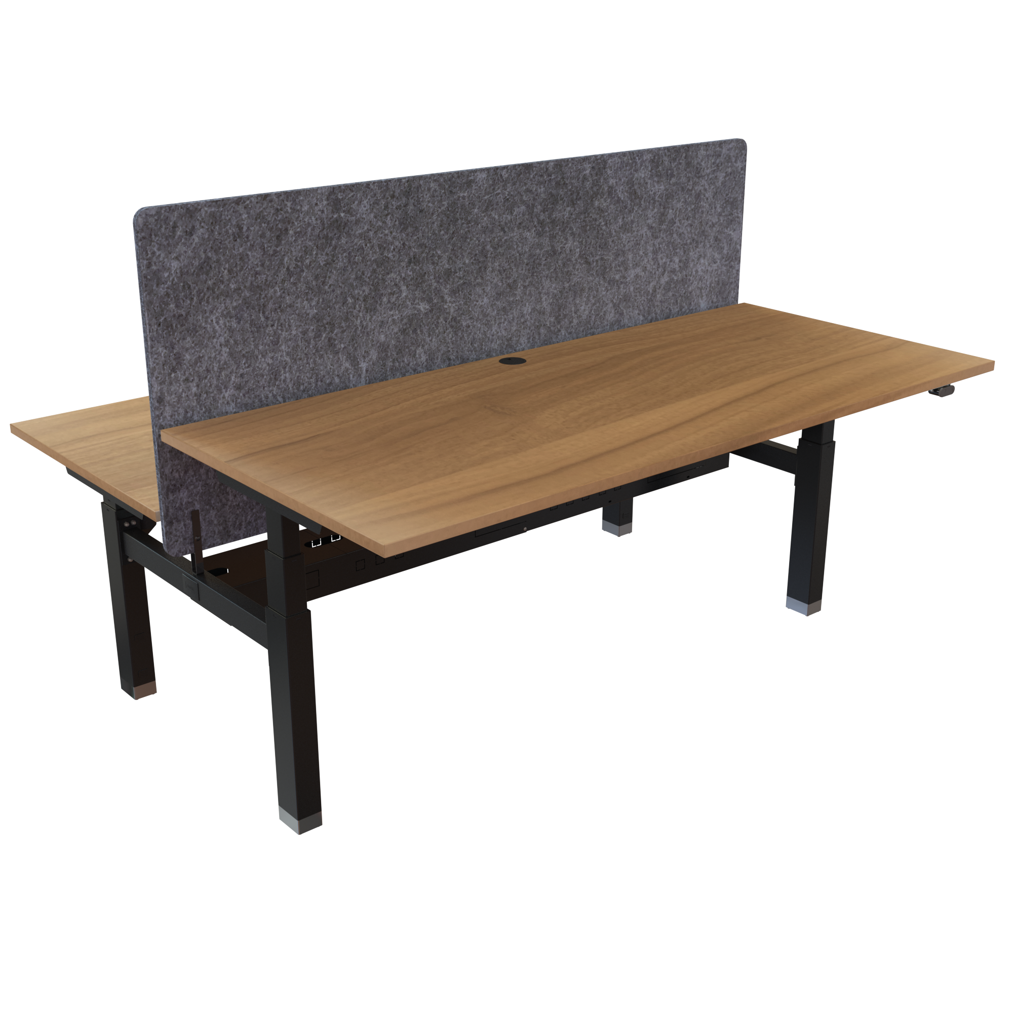 Ergonomic frame desk (180x80 cm) with a walnut melamine tabletop on a black 581-35 desk frame