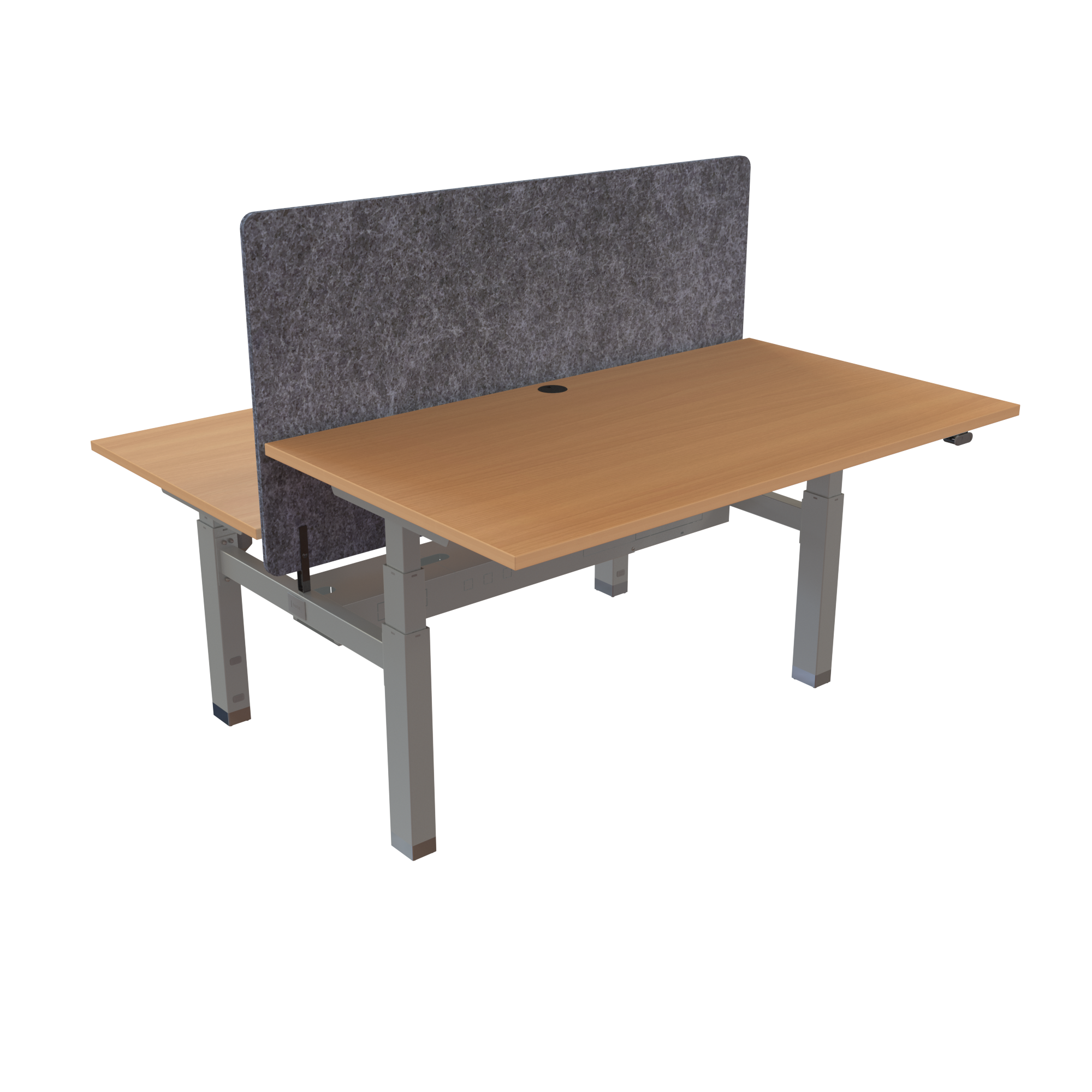 Ergonomic frame desk (140x80 cm) with a beech melamine tabletop on a silver 581-35 desk frame
