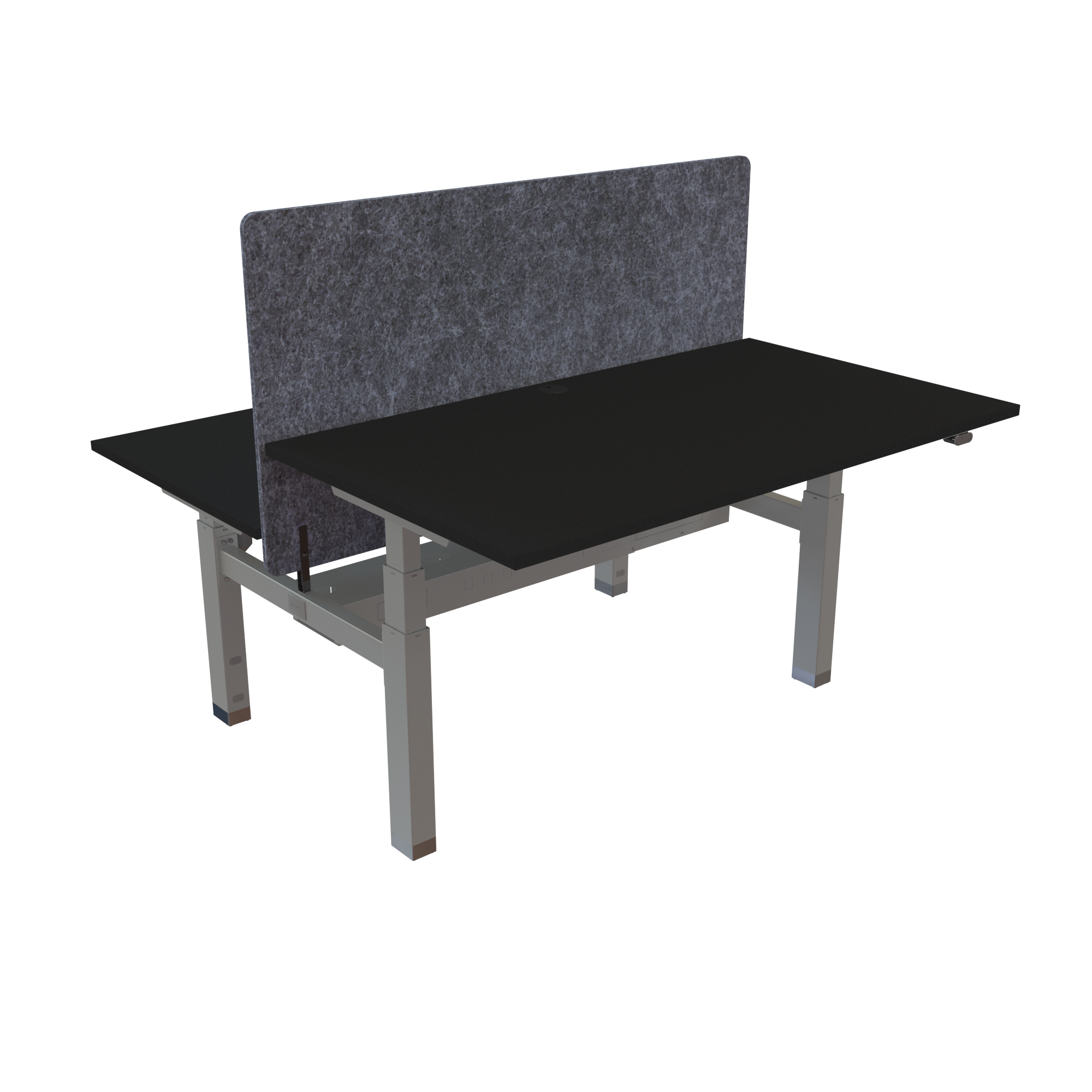 Ergonomic frame desk (140x80 cm) with a black melamine tabletop on a silver 581-35 desk frame