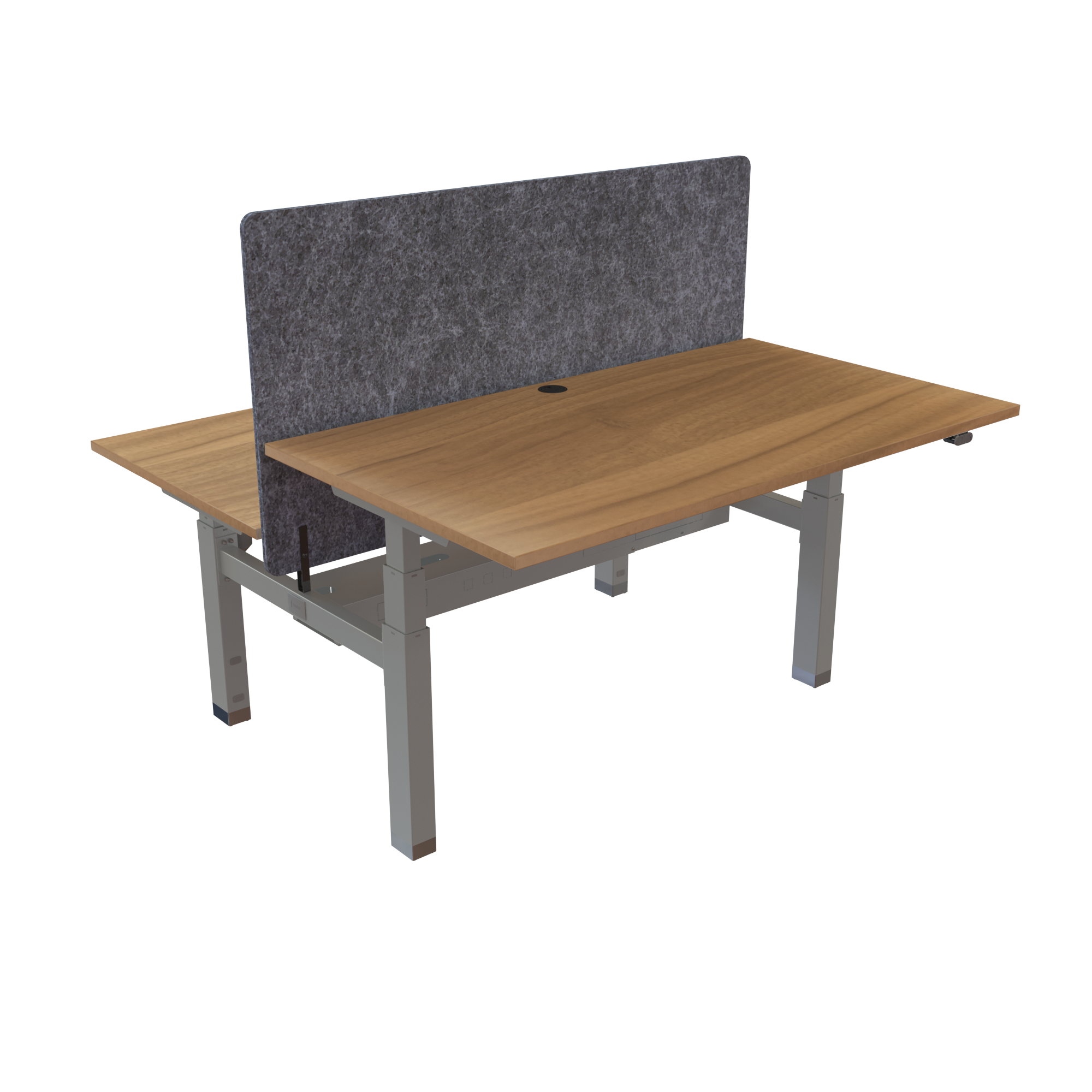 Ergonomic frame desk (140x80 cm) with a walnut melamine tabletop on a silver 581-35 desk frame