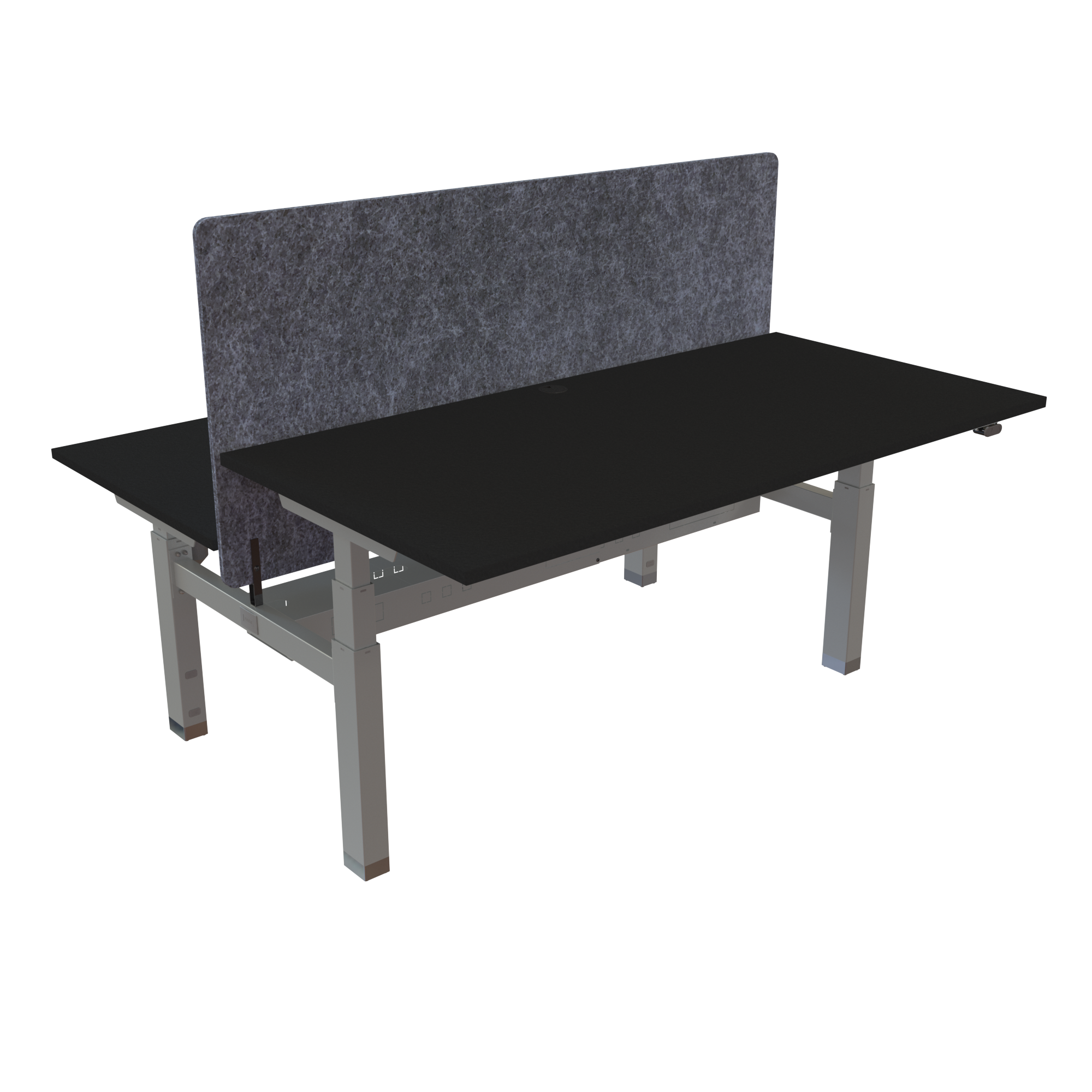 Ergonomic frame desk (160x80 cm) with a black melamine tabletop on a silver 581-35 desk frame