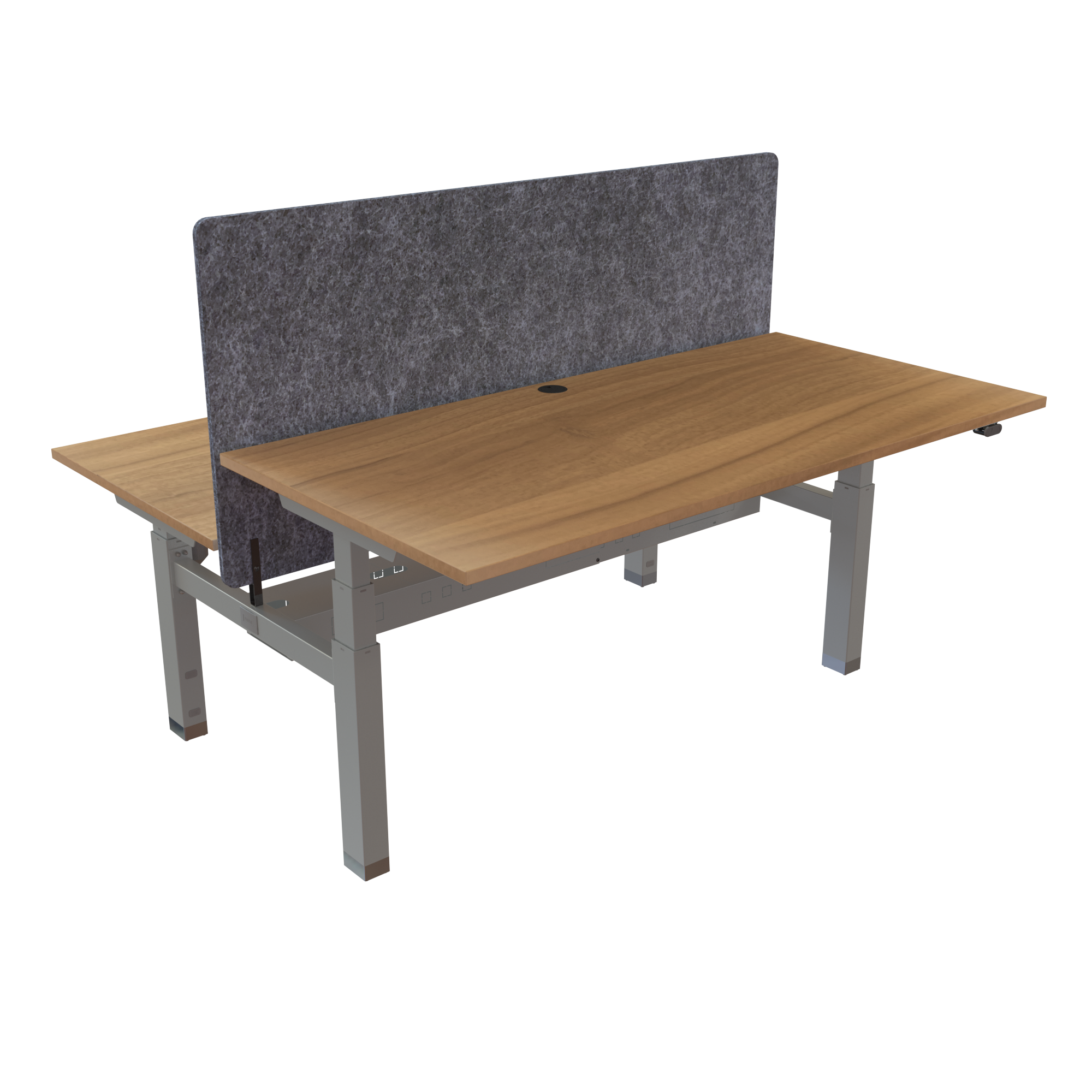 Ergonomic frame desk (160x80 cm) with a walnut melamine tabletop on a silver 581-35 desk frame