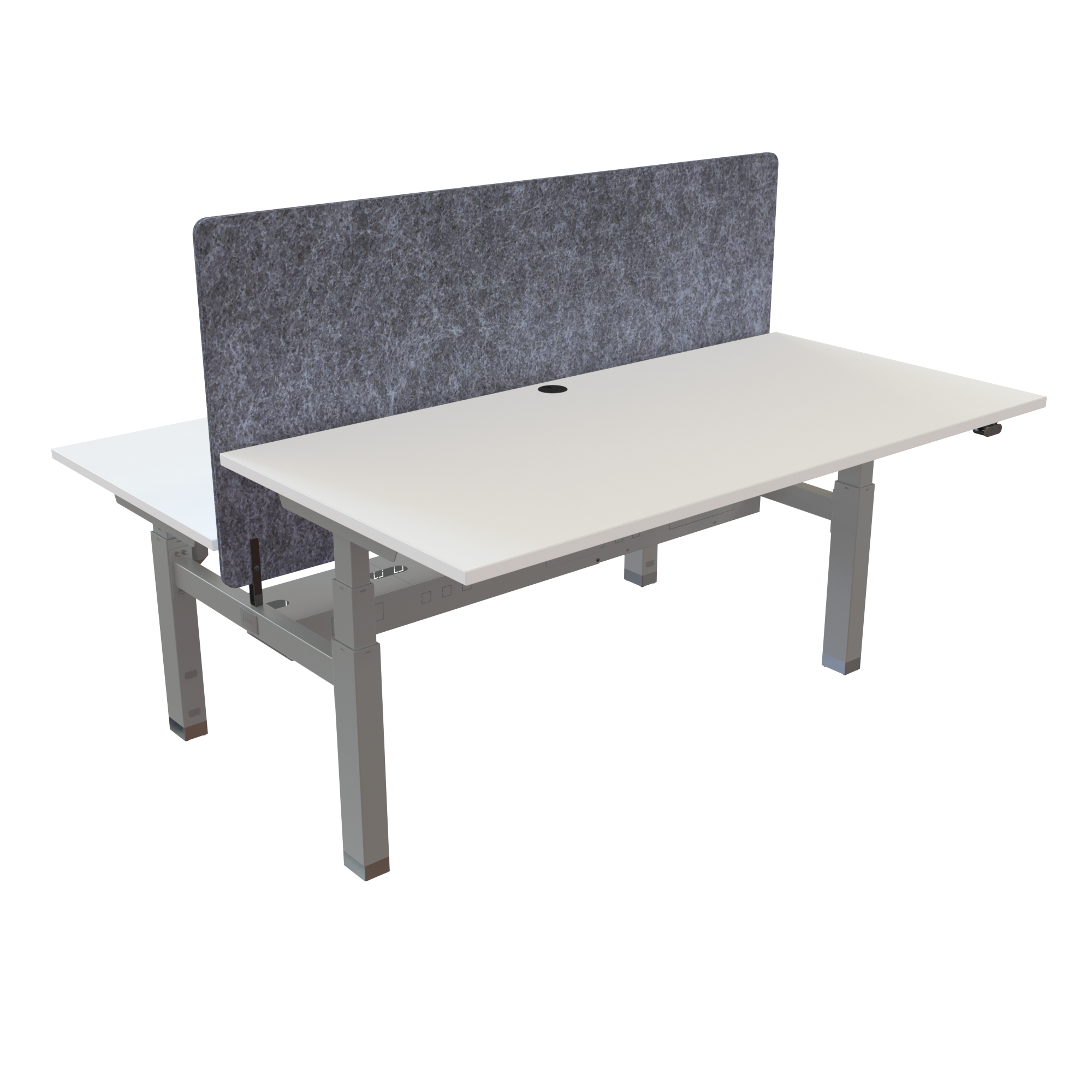 Ergonomic frame desk (160x80 cm) with a white melamine tabletop on a silver 581-35 desk frame