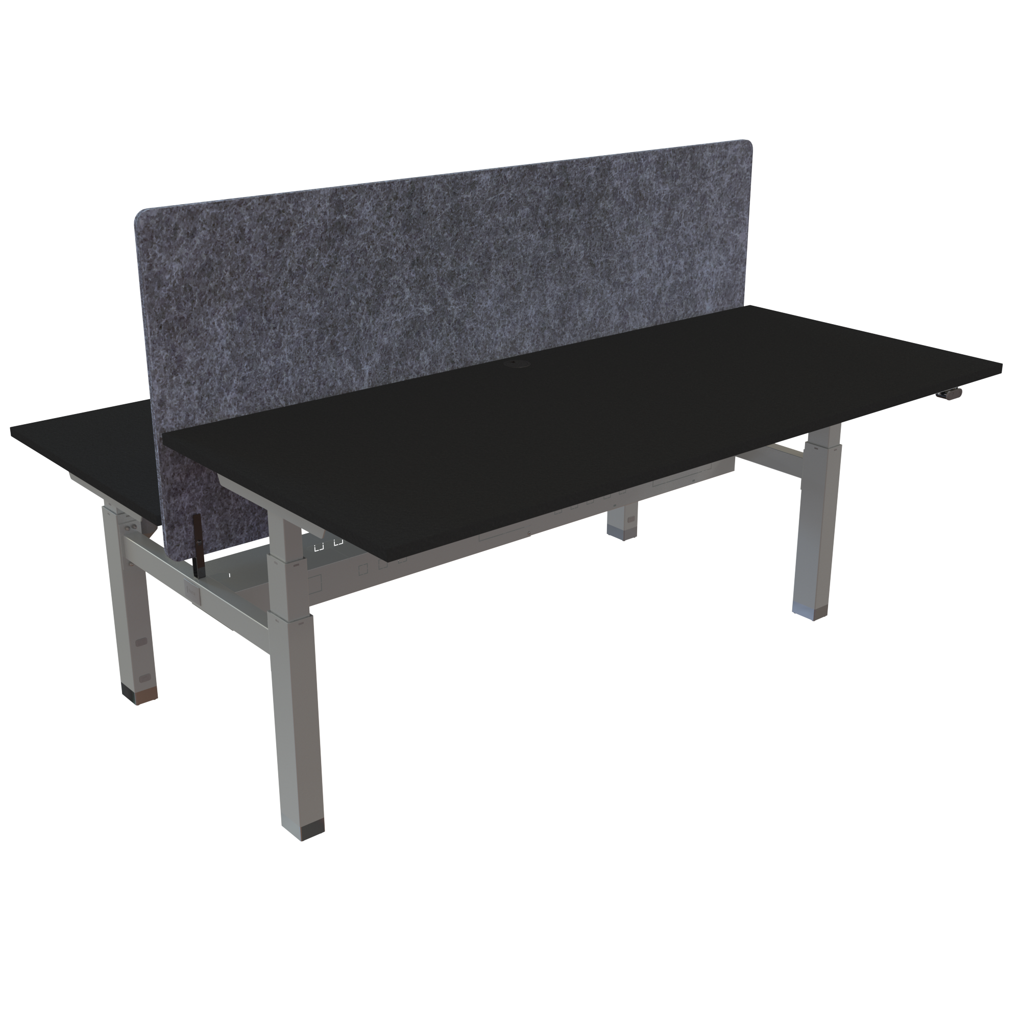 Ergonomic frame desk (180x80 cm) with a black melamine tabletop on a silver 581-35 desk frame