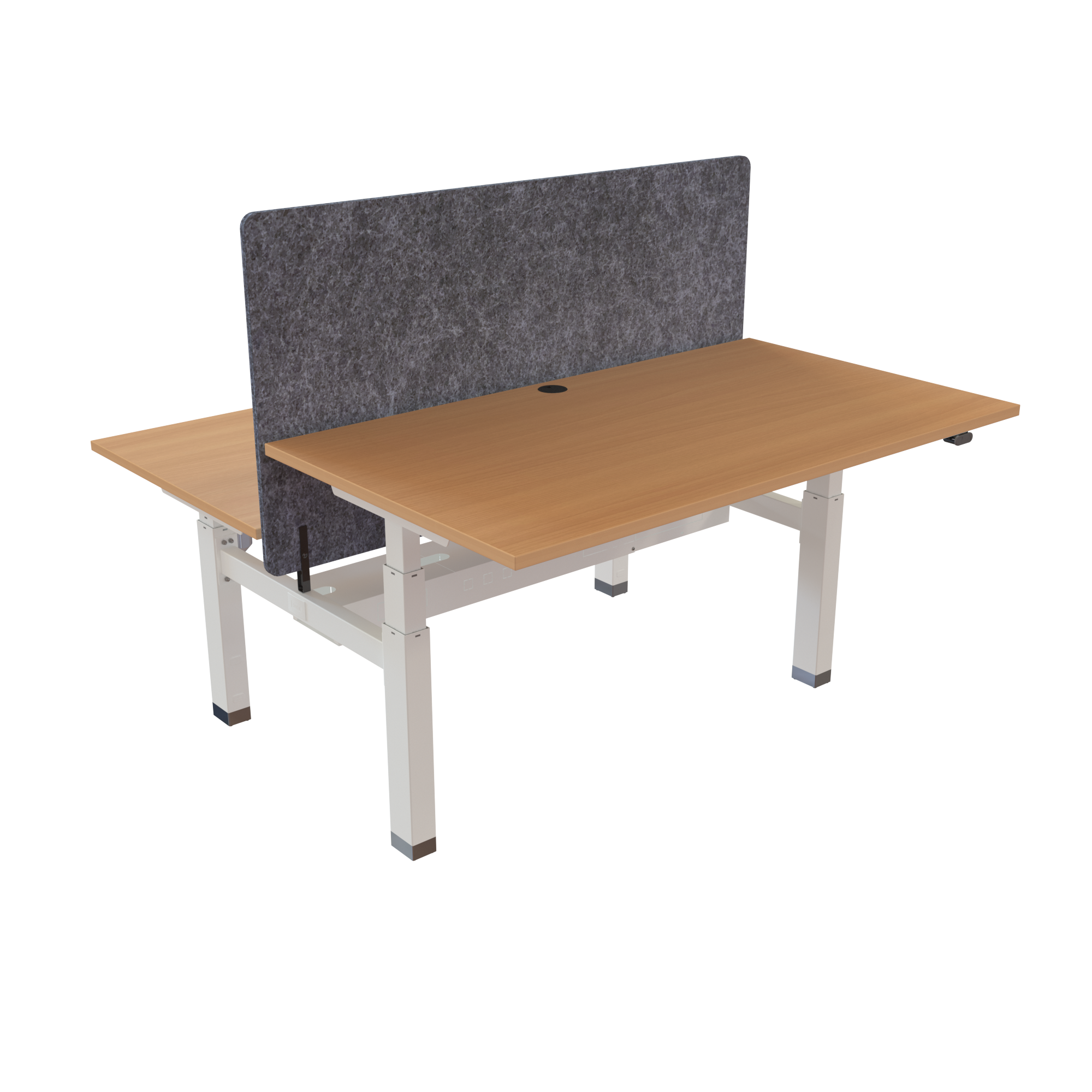 Ergonomic frame desk (140x80 cm) with a beech melamine tabletop on a white 581-35 desk frame