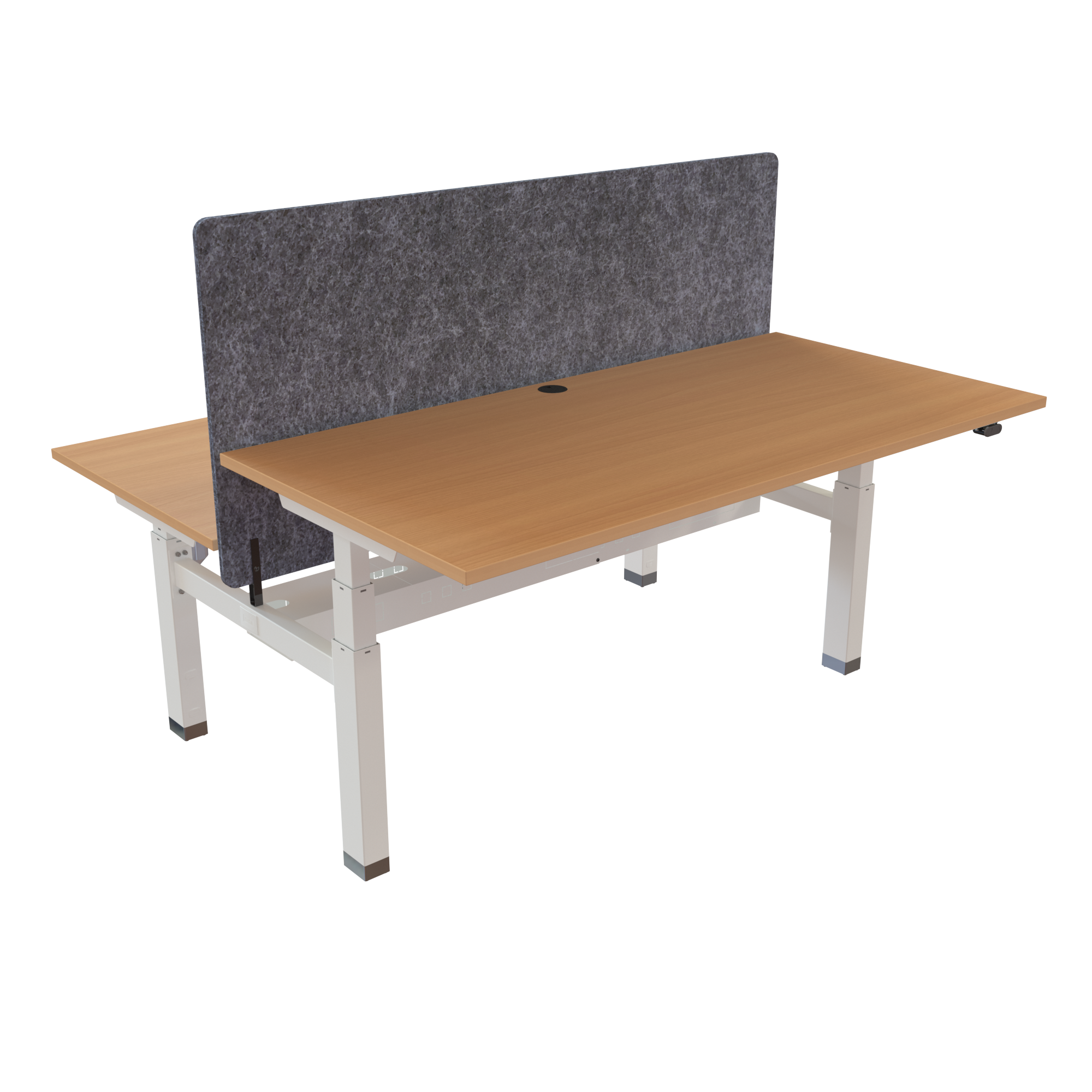 Ergonomic frame desk (160x80 cm) with a beech melamine tabletop on a white 581-35 desk frame