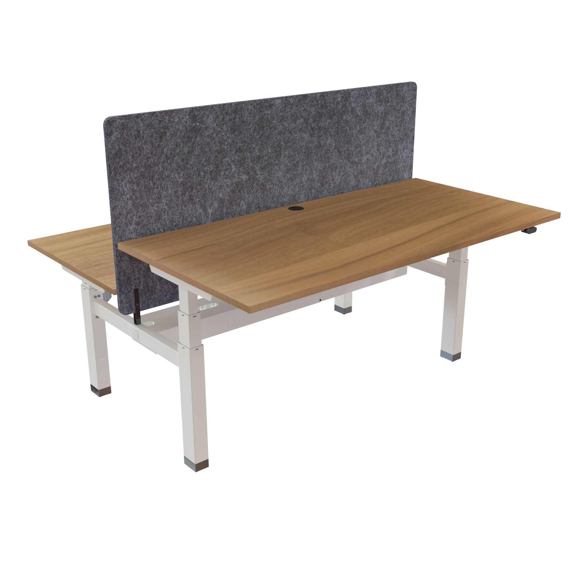 Ergonomic frame desk (160x80 cm) with a walnut melamine tabletop on a white 581-35 desk frame