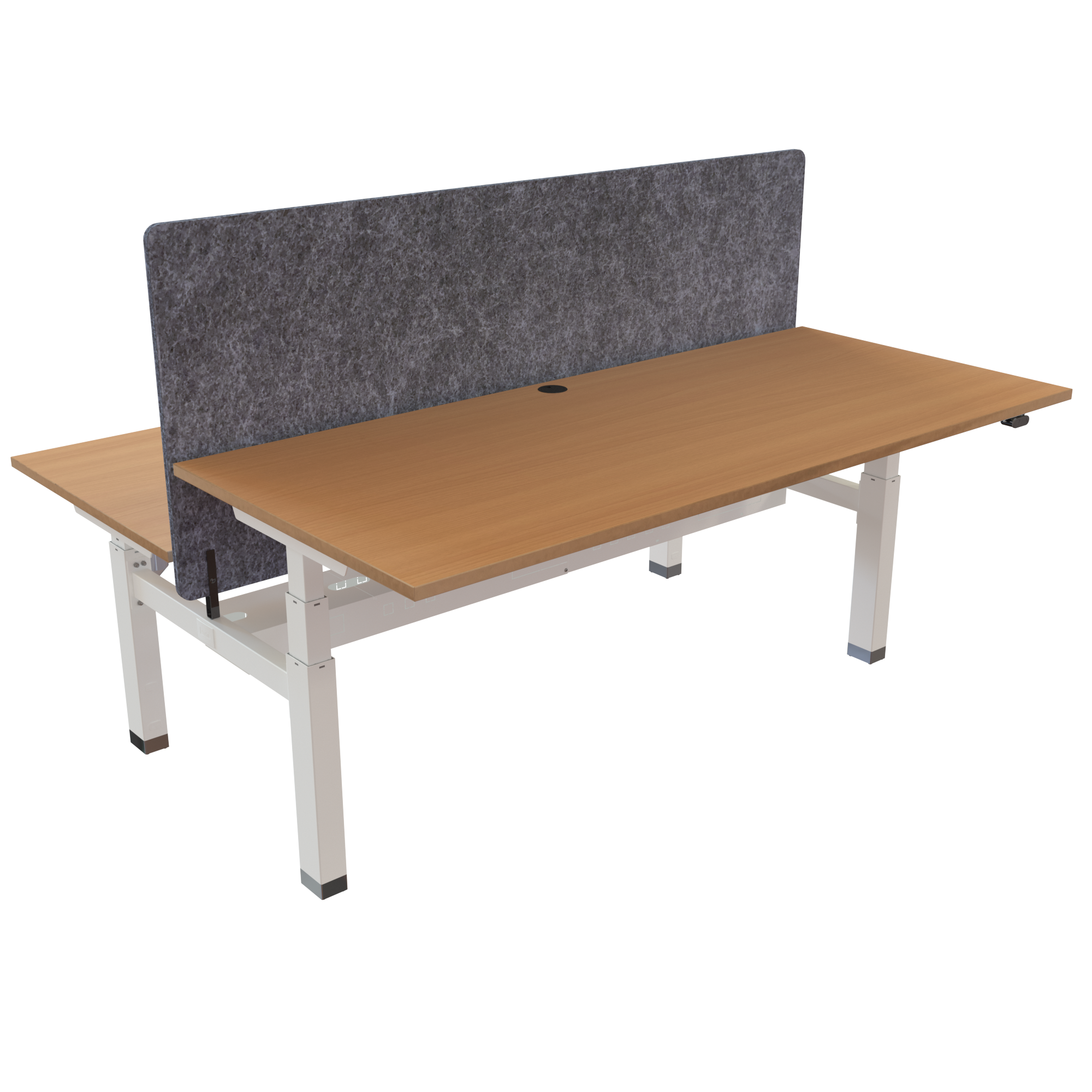 Ergonomic frame desk (180x80 cm) with a beech melamine tabletop on a white 581-35 desk frame