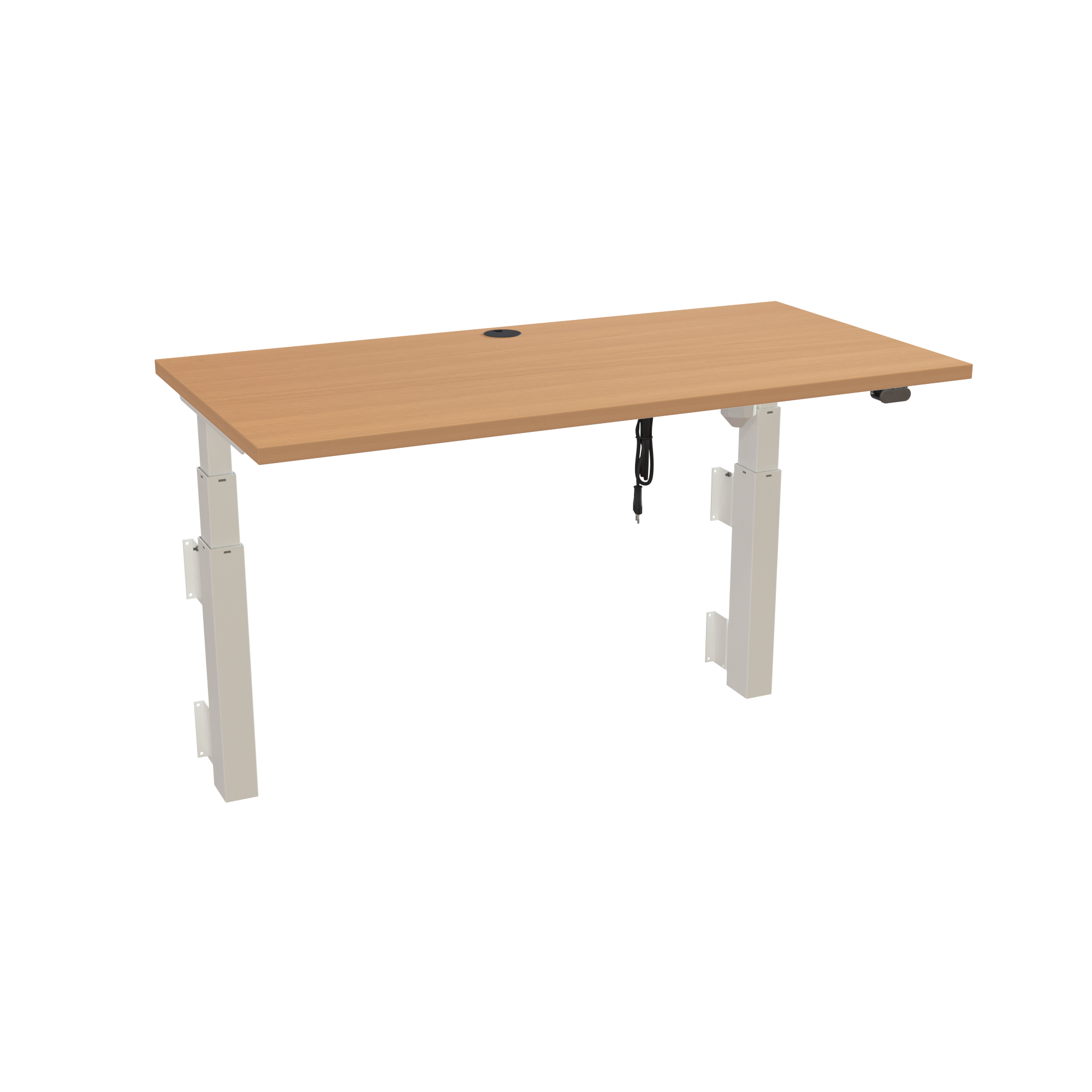 Wall-Mounted Sit/Stand Desk (Beech, White): Wall-fixed for clean look (120x60 cm). Max load: 40 kg.