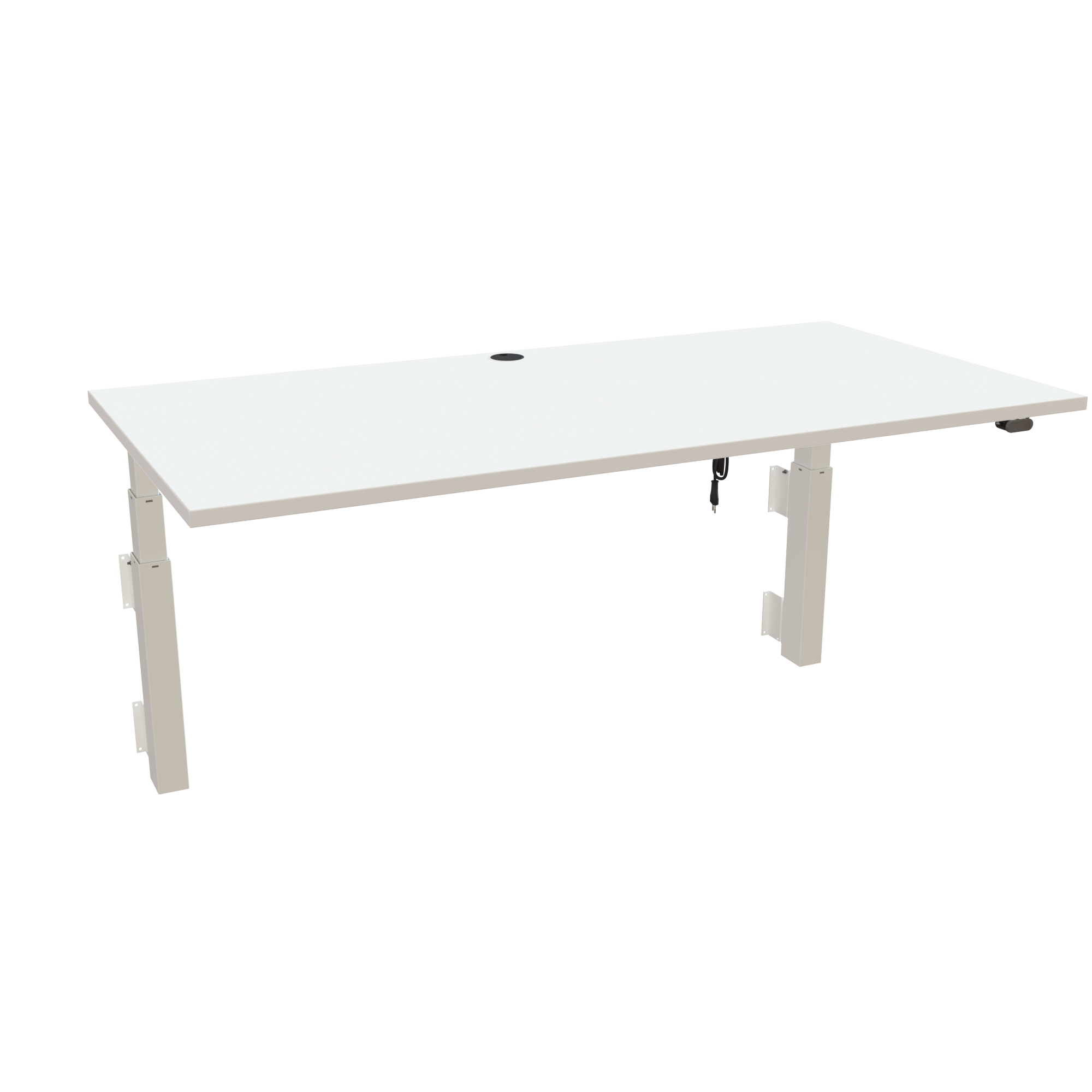 Wall-Mounted Sit/Stand Desk (White, White): Wall-fixed for clean look (160x80 cm). Max load: 40 kg.