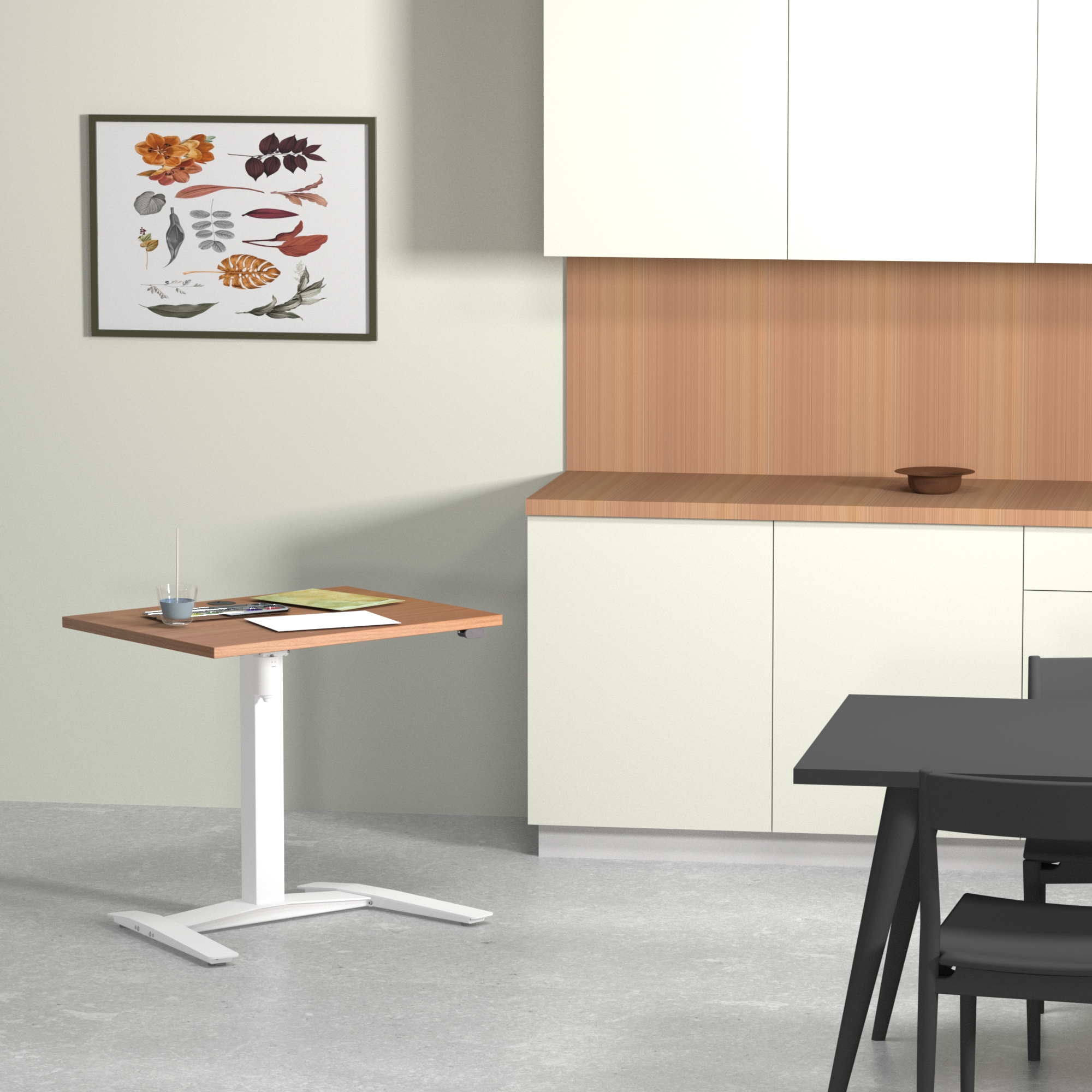 Electric Adjustable Desk | ONE | Beech with white frame