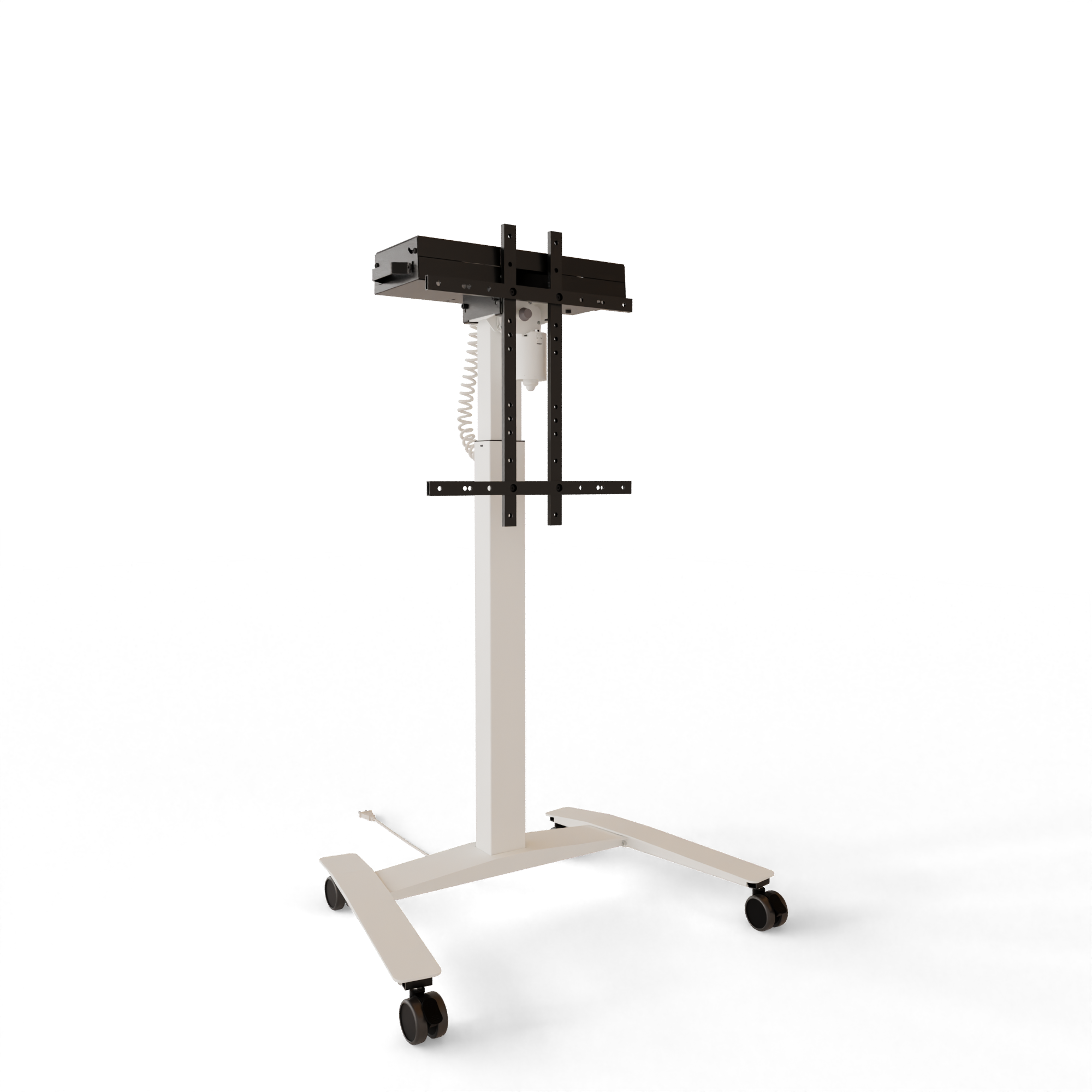 TV Stand on wheels with 880mm electric height adjustment. Commercial