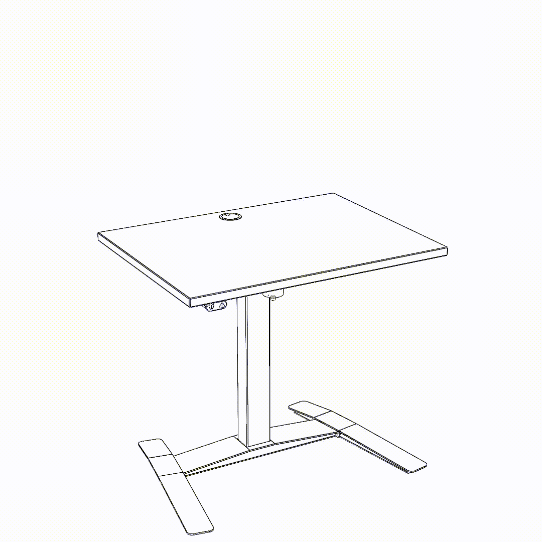 Ergonomic desk | 100x60 cm | Black  with white frame