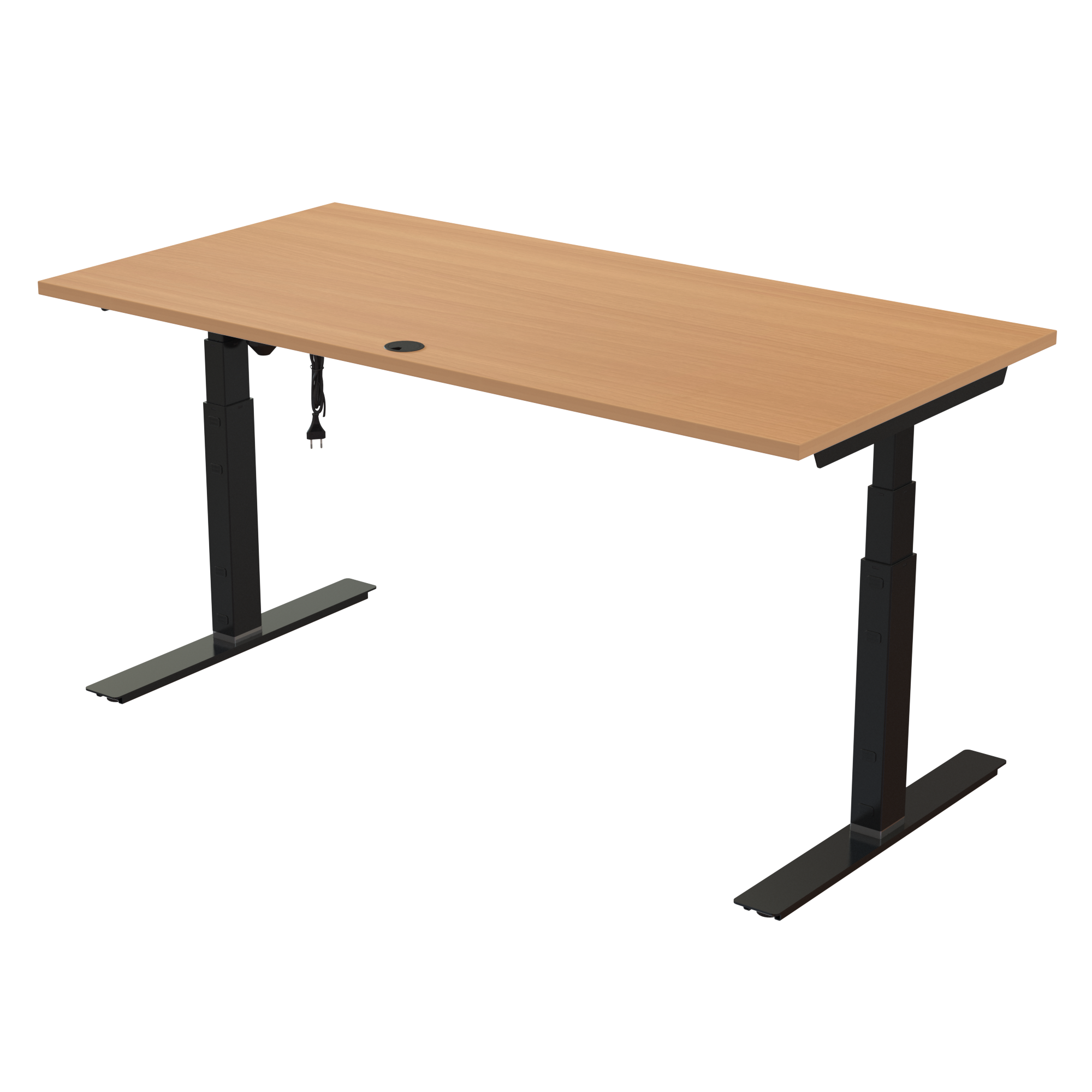 Ergonomic desk | 160x80 cm | Beech with black frame