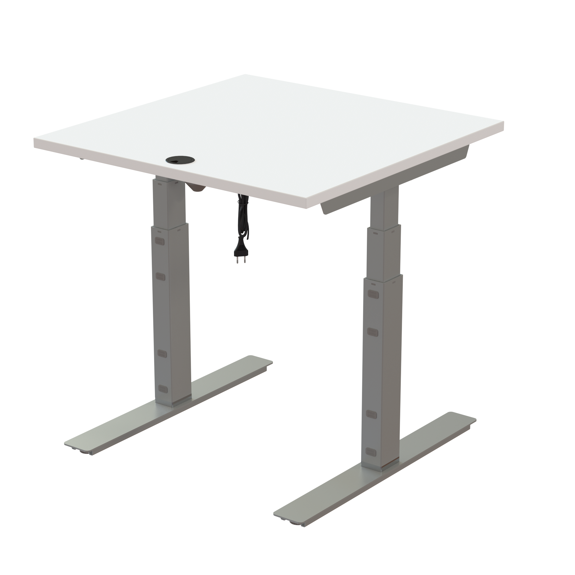 Ergonomic desk | 80x80 cm | White with silver frame