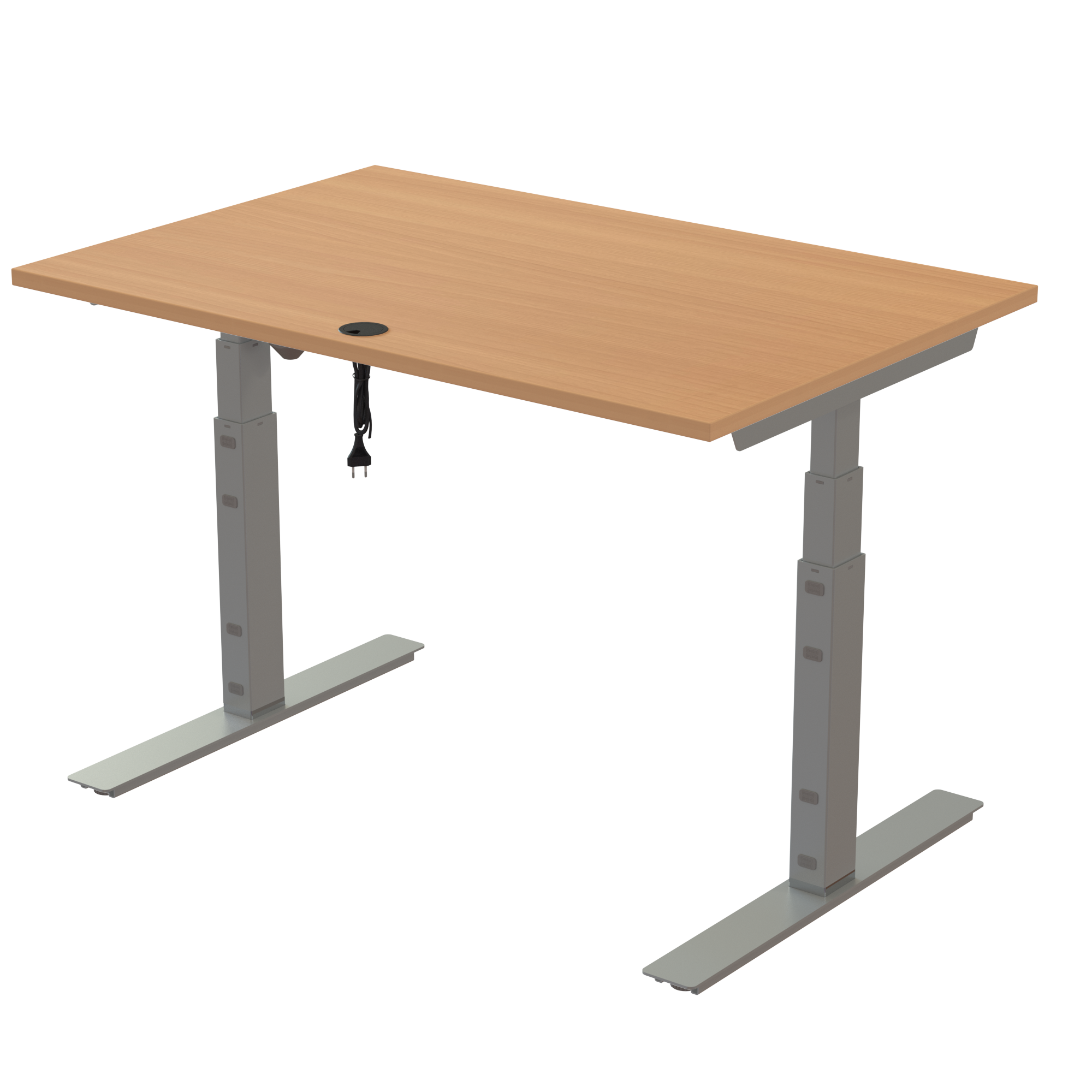 Ergonomic desk | 120x80 cm | Beech with silver frame