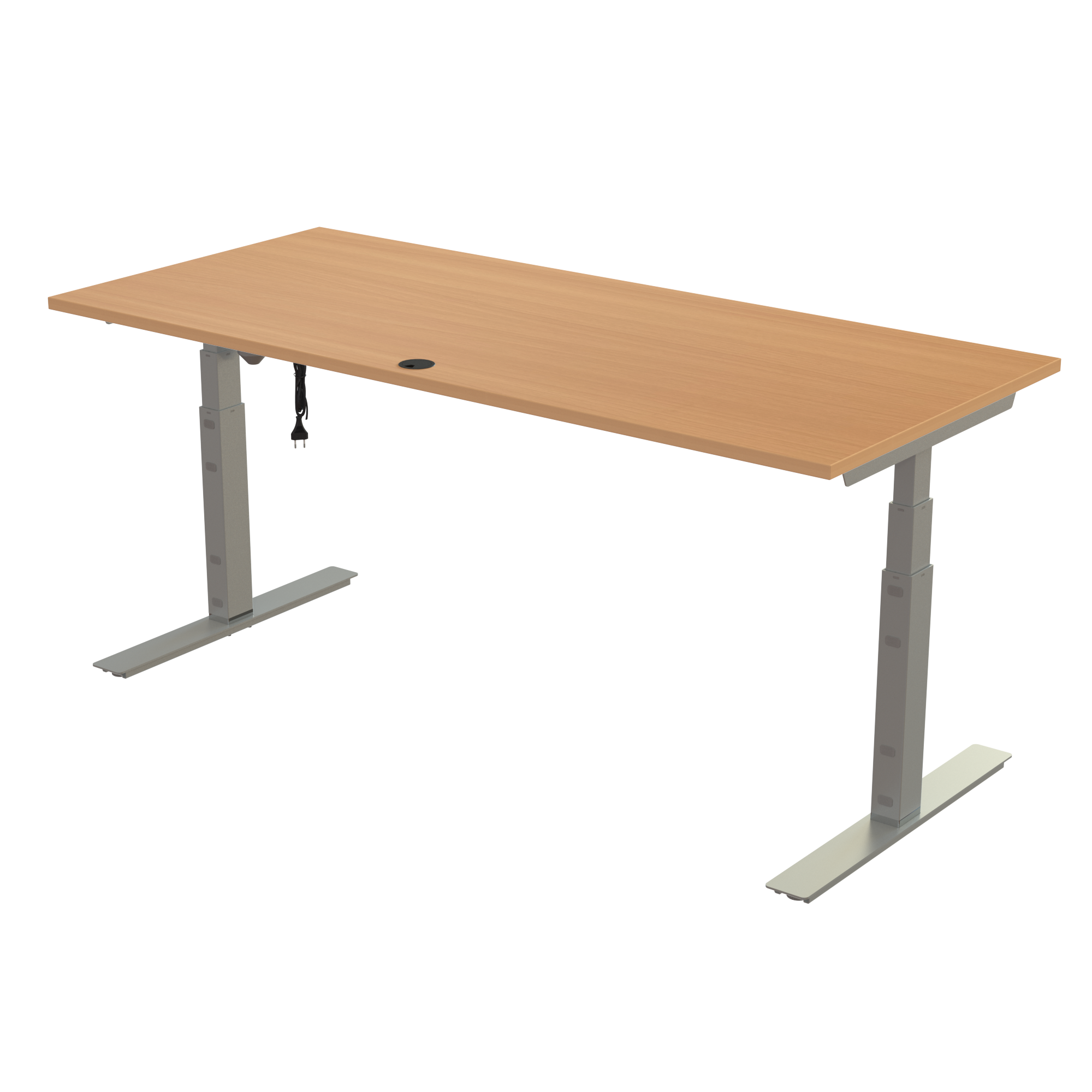 Ergonomic desk | 180x80 cm | Beech with silver frame