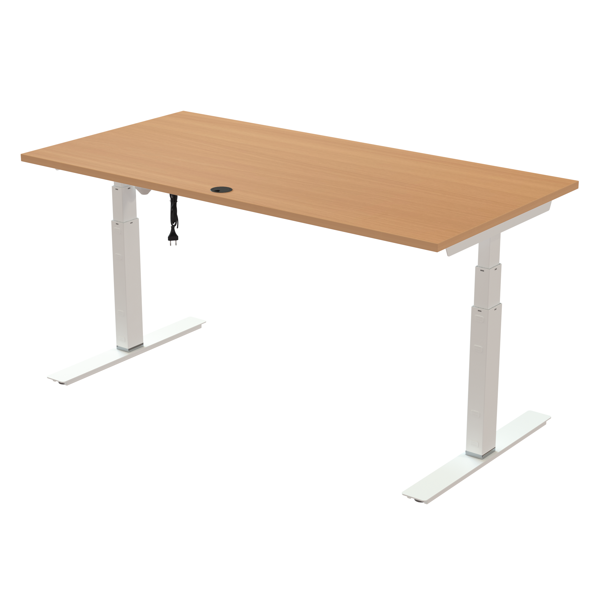 Ergonomic desk | 160x80 cm | Beech with white frame