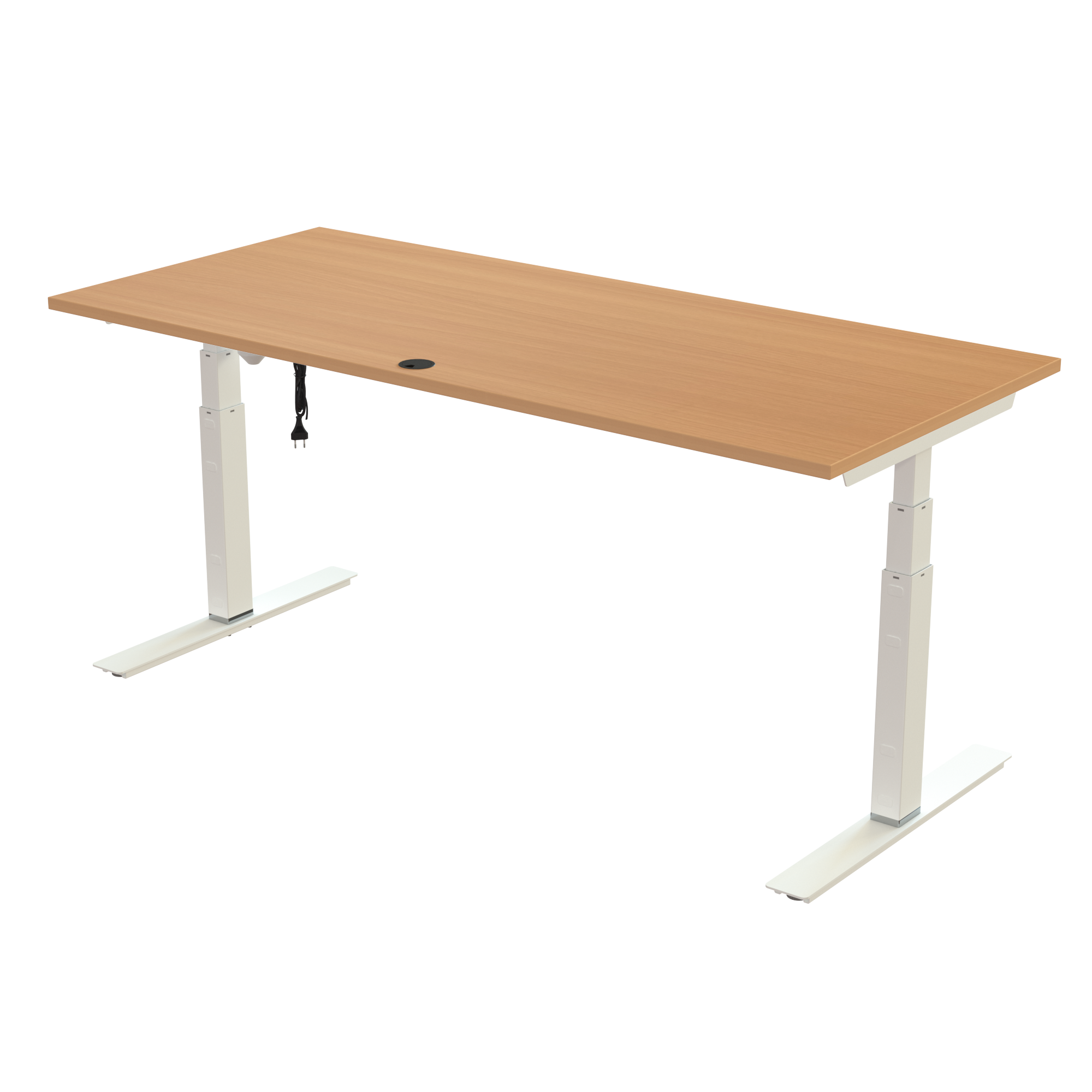 Ergonomic desk | 180x80 cm | Beech with white frame