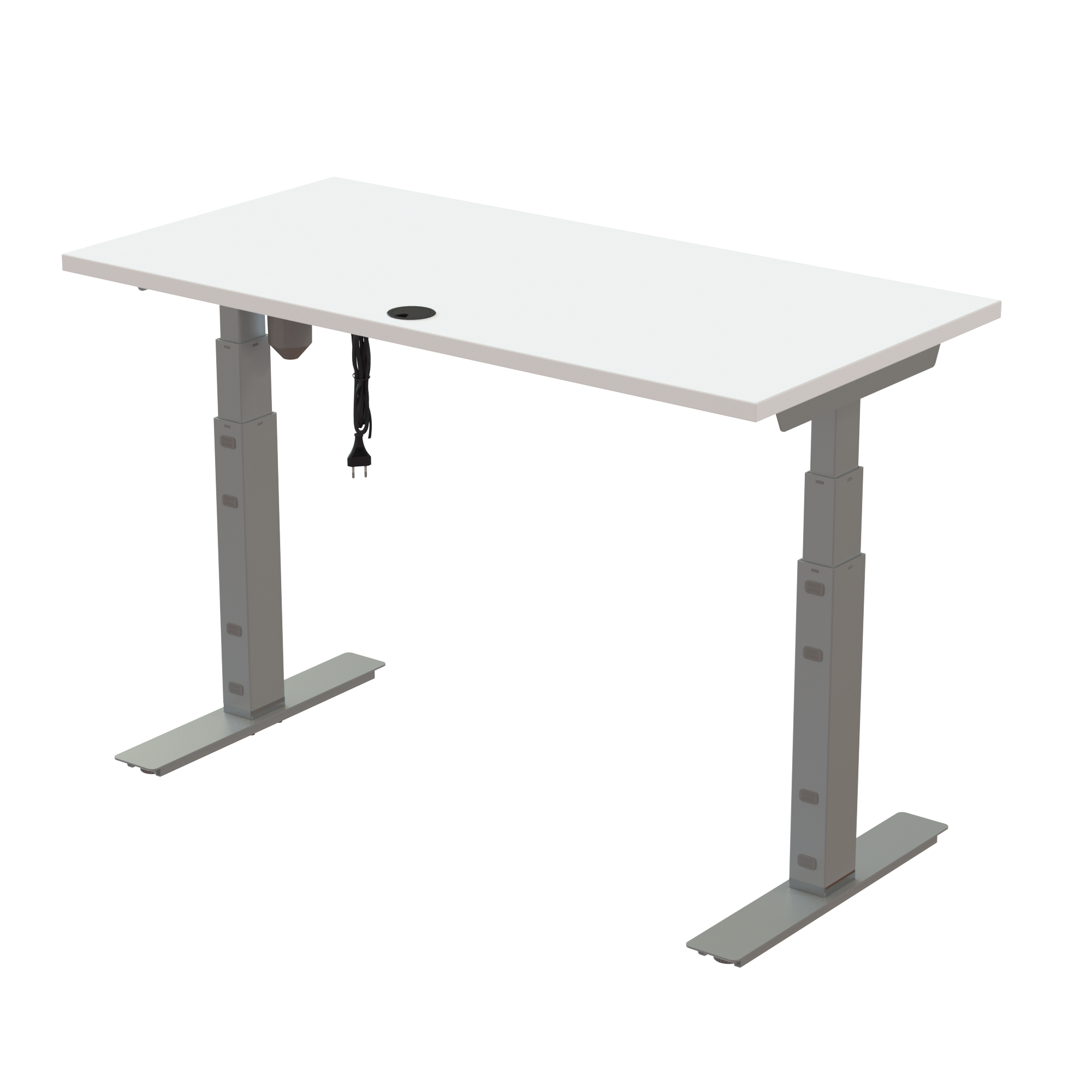 Ergonomic desk | 120x60 cm | White with silver frame
