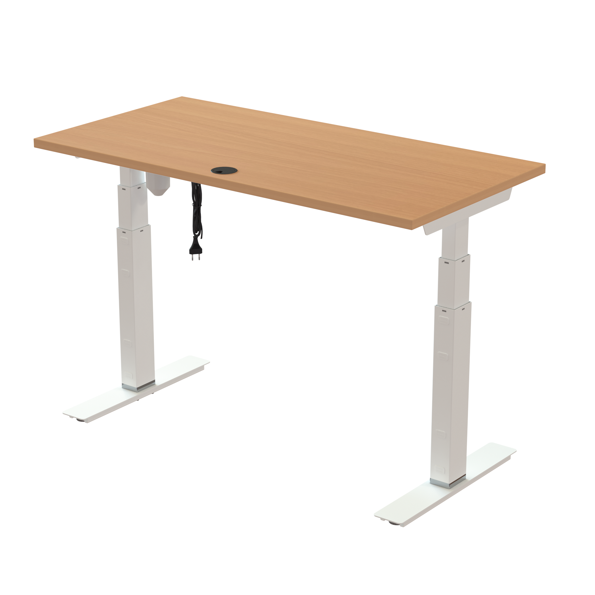 Ergonomic desk | 120x60 cm | Beech with white frame