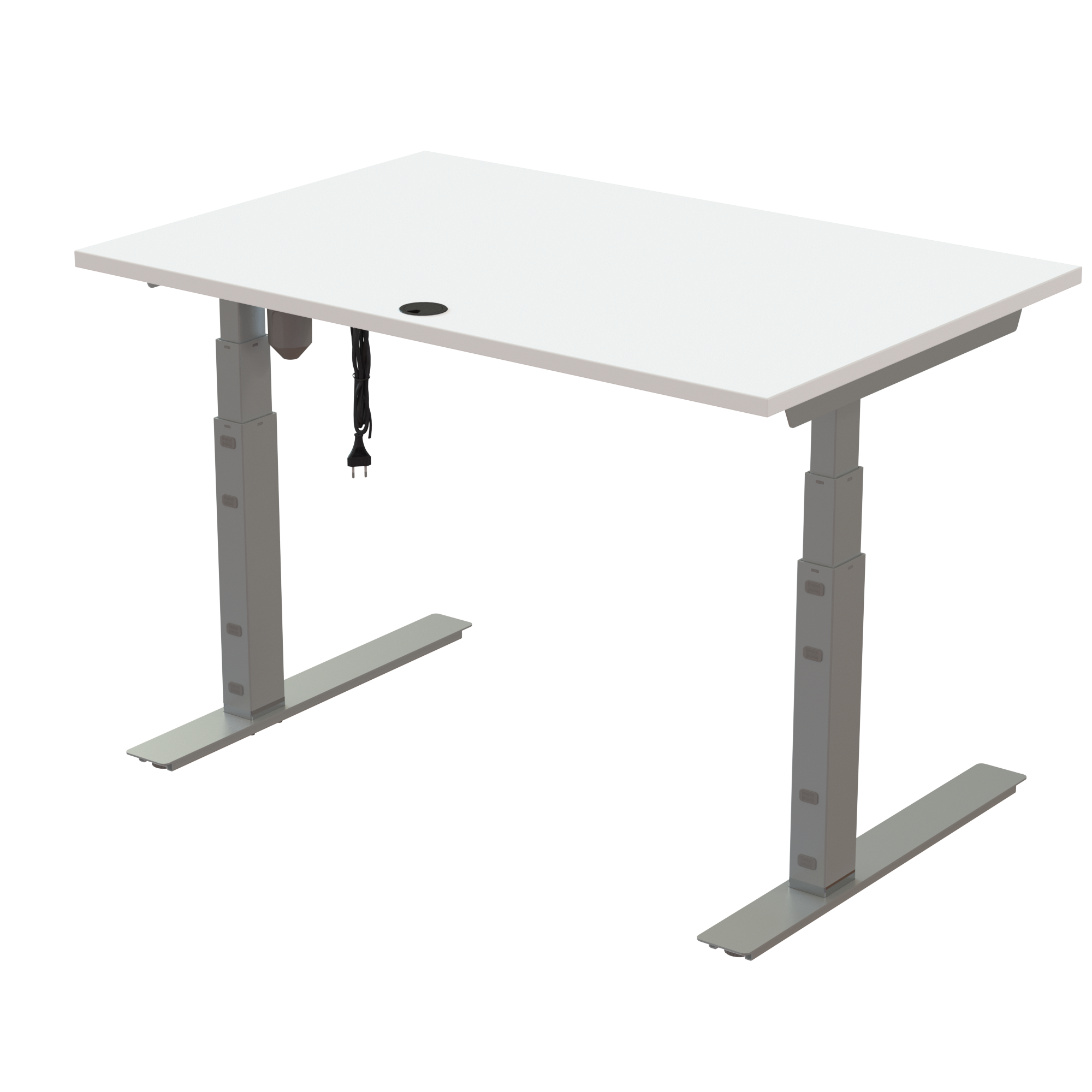 Ergonomic desk | 120x80 cm | White with silver frame